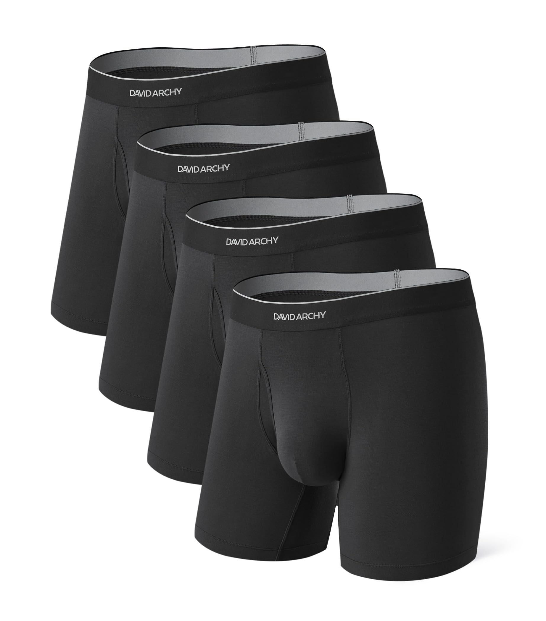 DAVID ARCHY Mens Underwear Breathable Silky Soft Modal Boxer Briefs for Men Pack 4, Wide Waistband No Ride Up