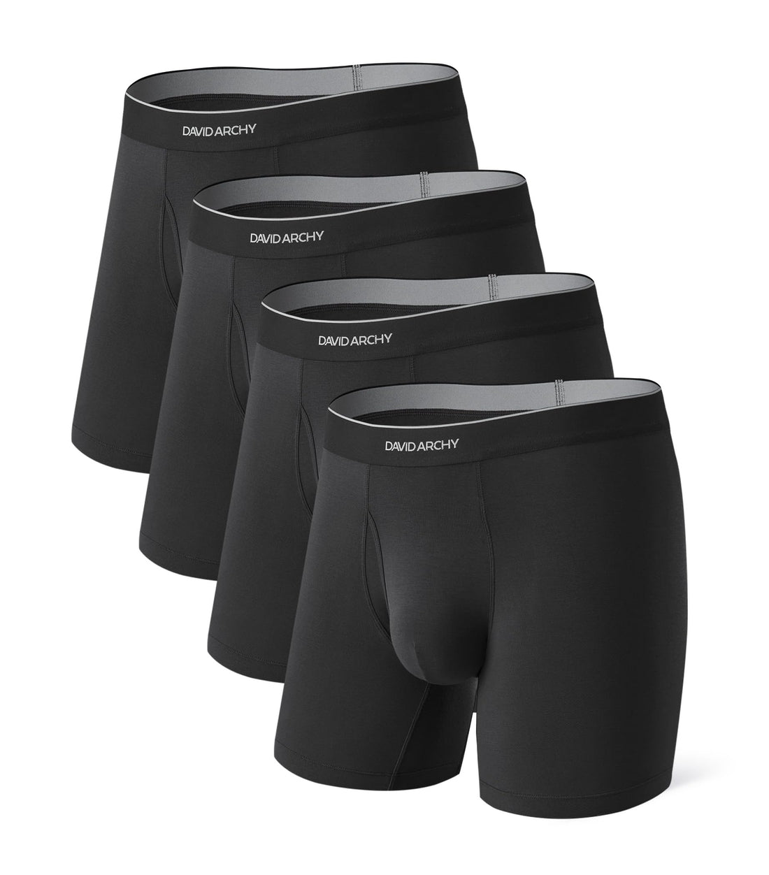 DAVID ARCHY Mens Underwear Breathable Silky Soft Modal Boxer Briefs for Men Pack 4, Wide Waistband No Ride Up