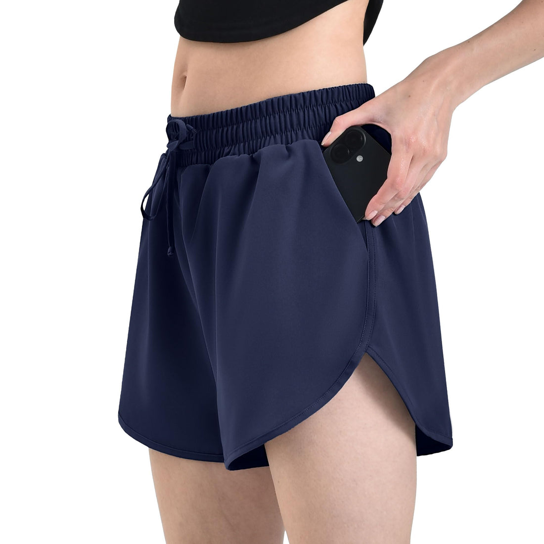 Leafigure 2Pack Running Shorts for Women- Athletic High Waisted Quick Dry Shorts with Pockets for Gym Workout