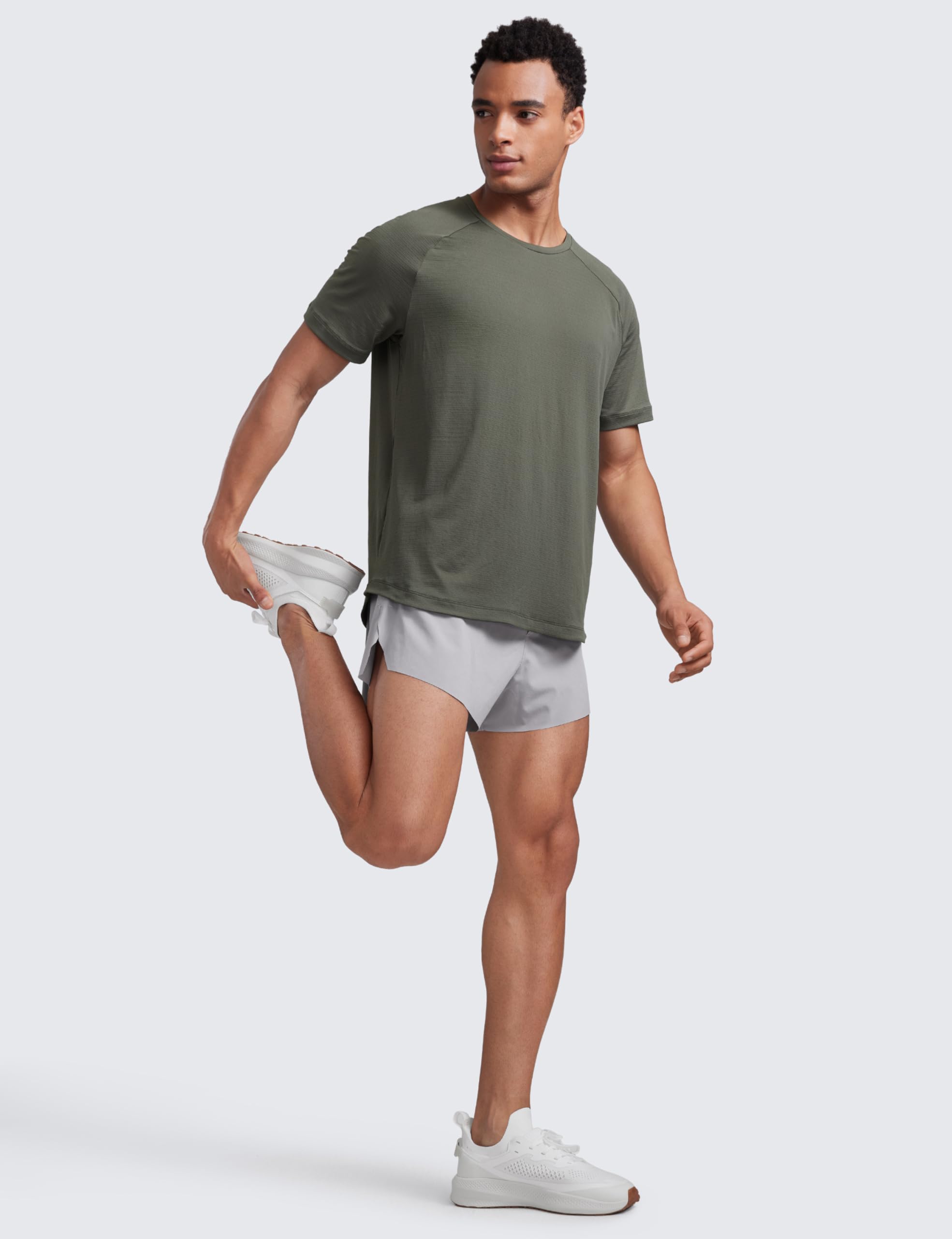 CRZ YOGA Breathable Texture Crewneck T-Shirts | Workout, Quick Dry, Lightweight, Classic Fit, Round Scallop Back, Short Sleeve Shirts for Men