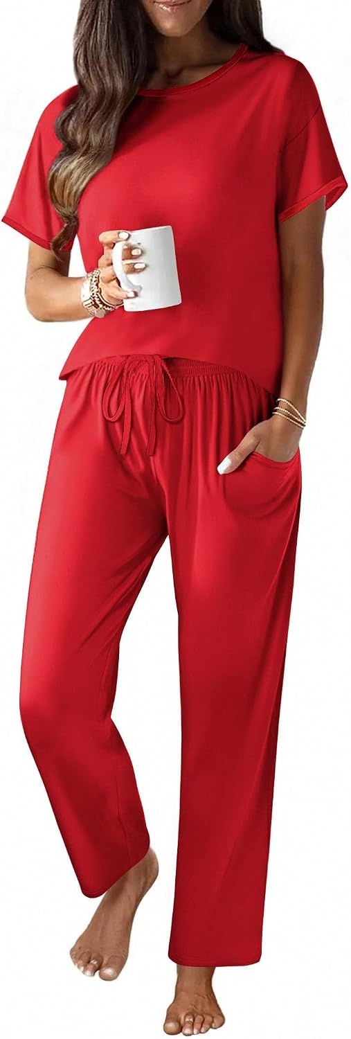 Ekouaer 2 Piece Cotton Pajamas for Women