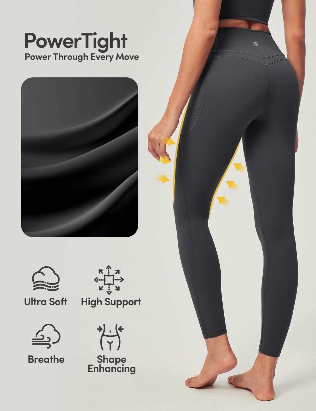 IUGA Compression Leggings with Pockets for Women Tummy Control Leggings No Front Seam Workout High Waist Yoga Pants