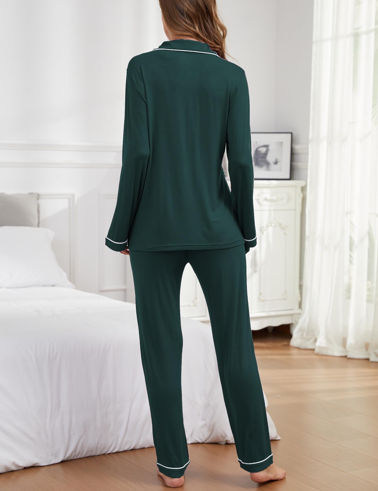 Pajama Sets Women Soft Long Sleeve Button Down Sleepwear Classic Ladies Pjs Lightweight Lounge Sets S-XXL