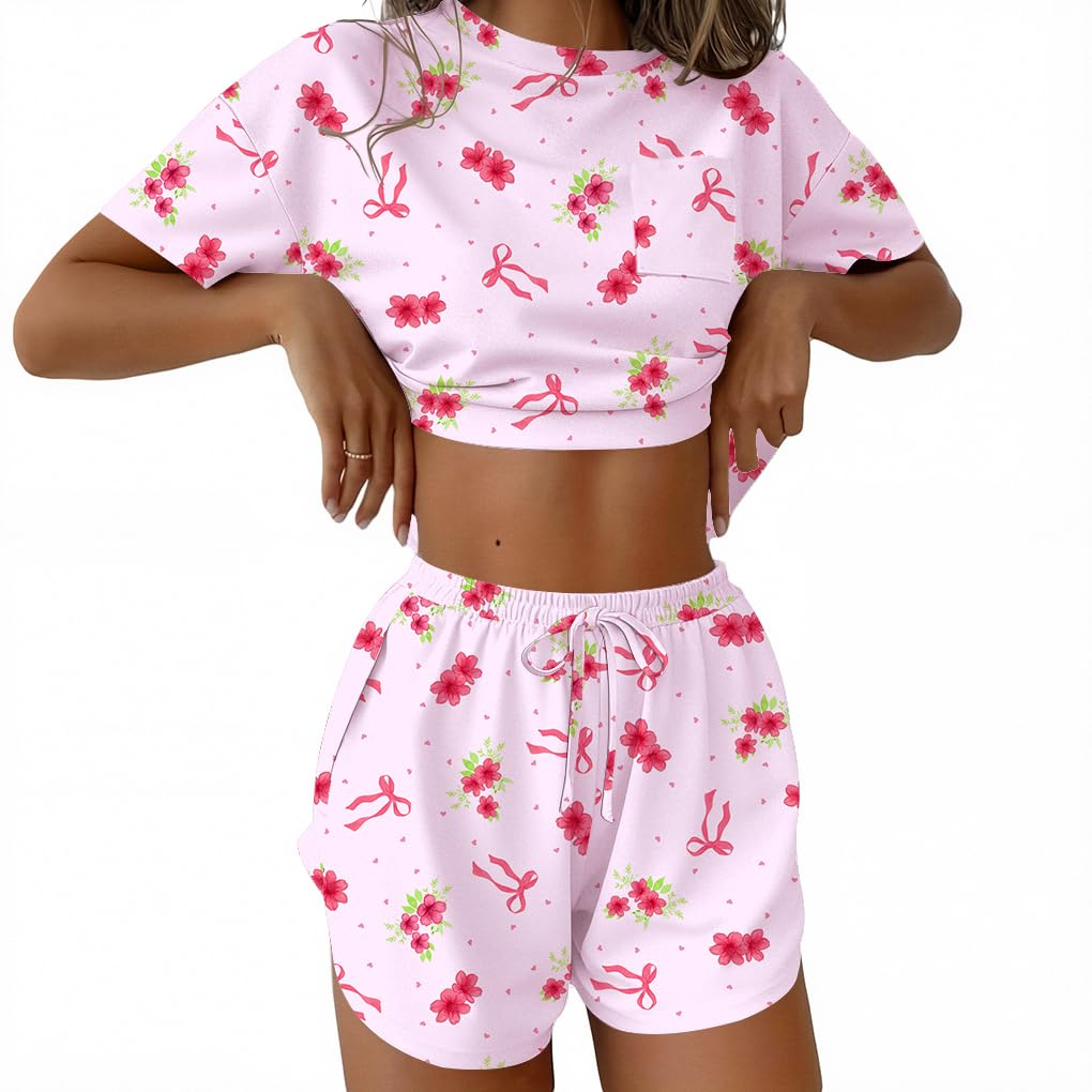 Ekouaer Womens Pajama Sets Sexy Lounge Sets Side Split Short Pj Sets