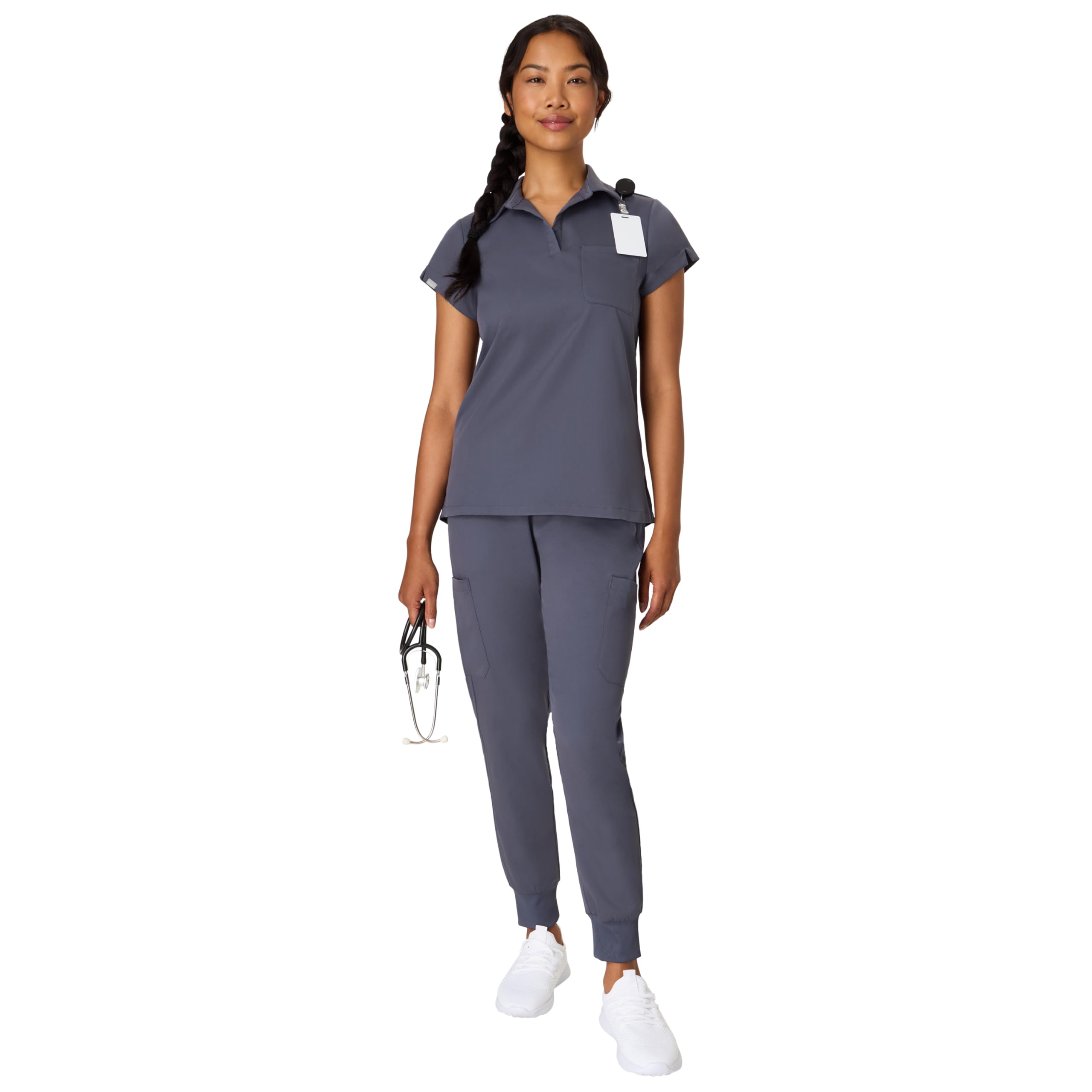 Hanes Women's Scrubs Top, Premium Polo V-Neck Moisture-Wicking Odor Control Women's Shirt