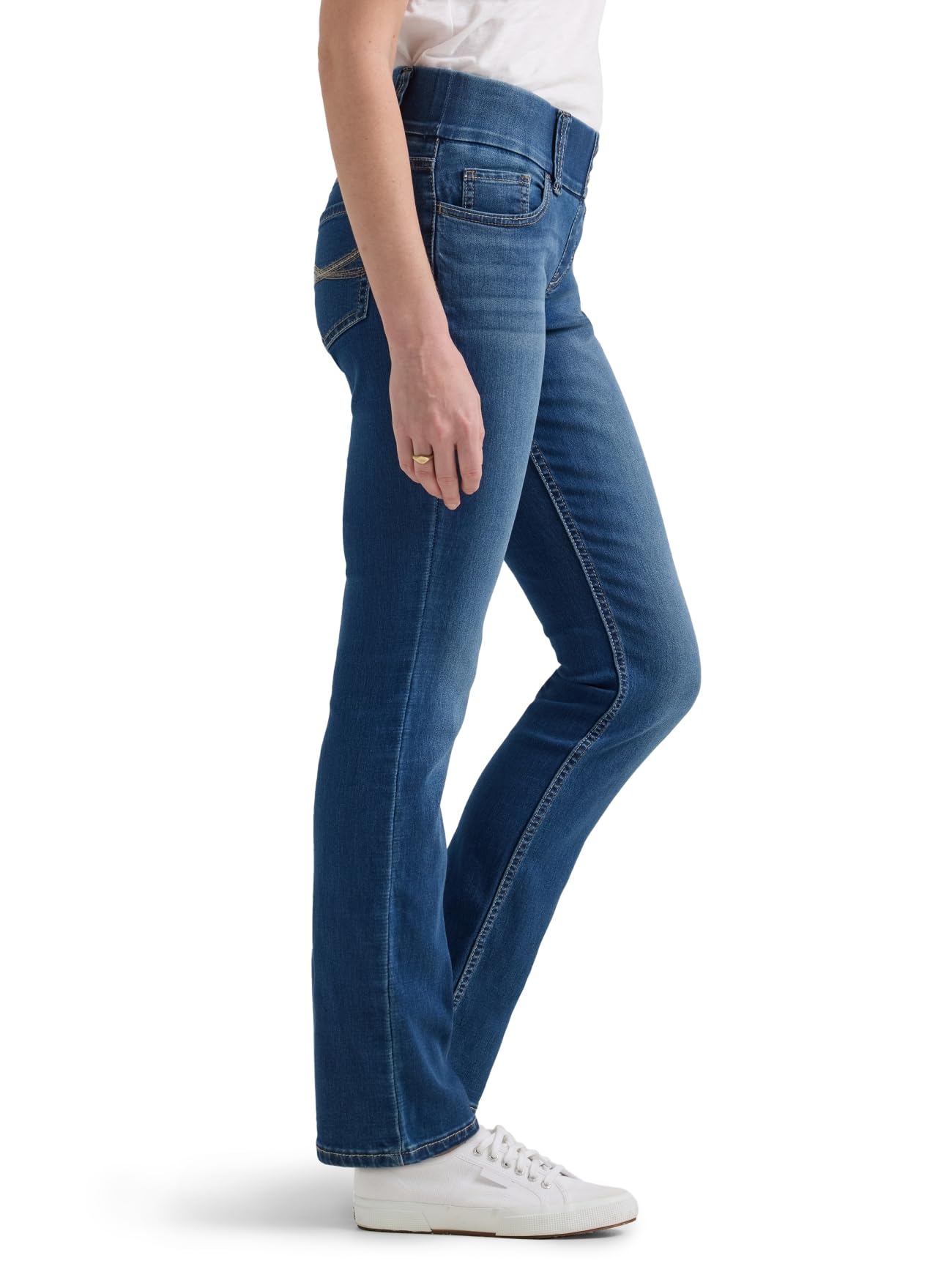 Riders by Lee Indigo Women's Pull On Waist Smoother Straight Leg Jean