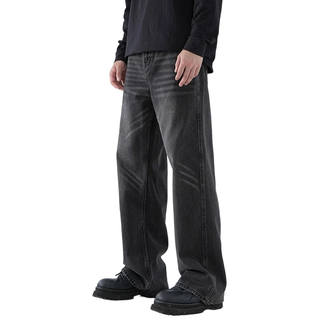 Mens Baggy Jeans Y2k Wide Leg Loose Fit Jeans Streetwear Denim Washed Hip Hop Pants