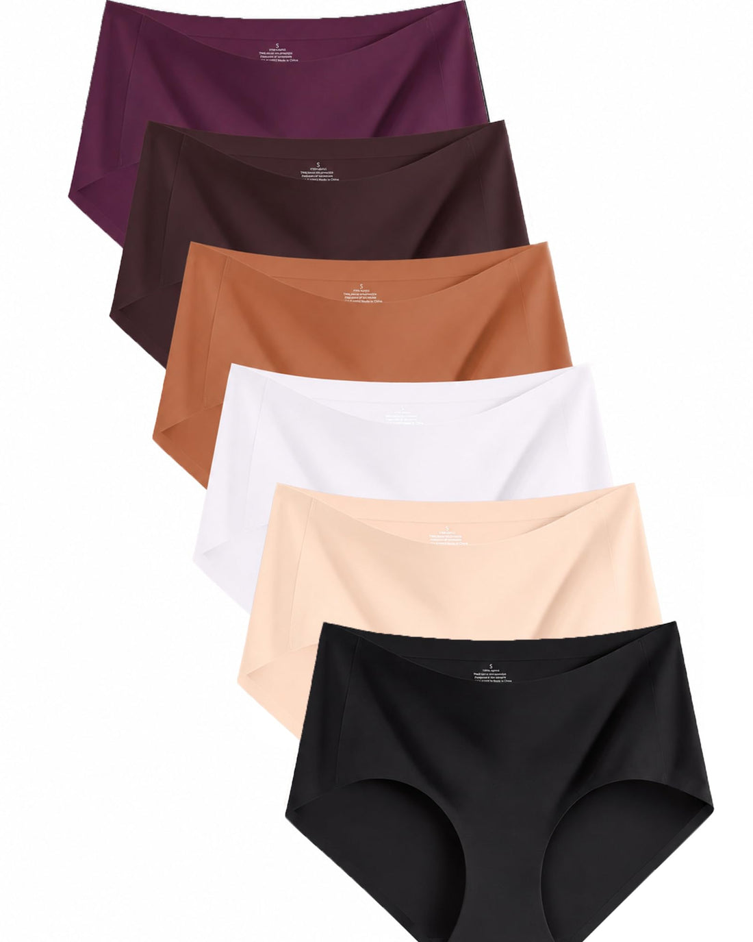 FINETOO 6 Pack Womens Seamless Underwear Full Coverage No Show Hipster Panties Sexy Stretchy Invisible Briefs Bikini Lingerie