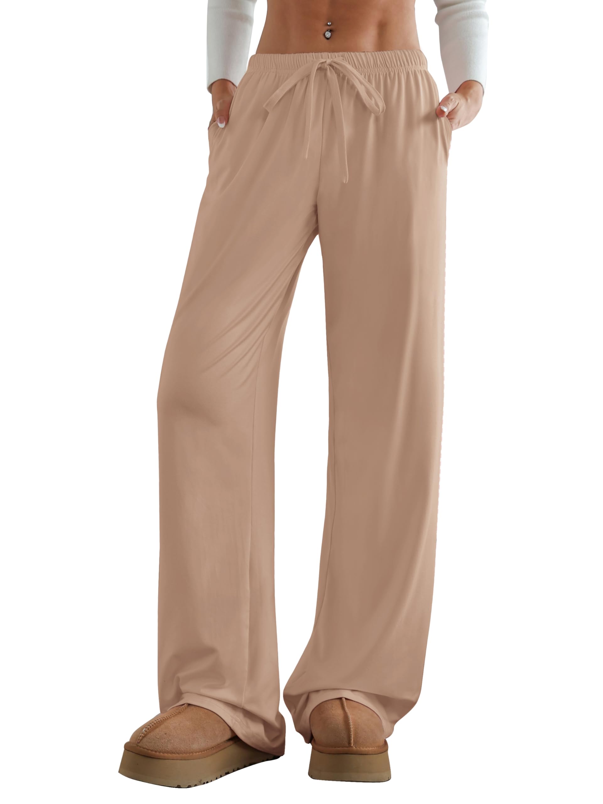 Women's Wide Leg Lounge Pants with Pockets 22/30 Inseam