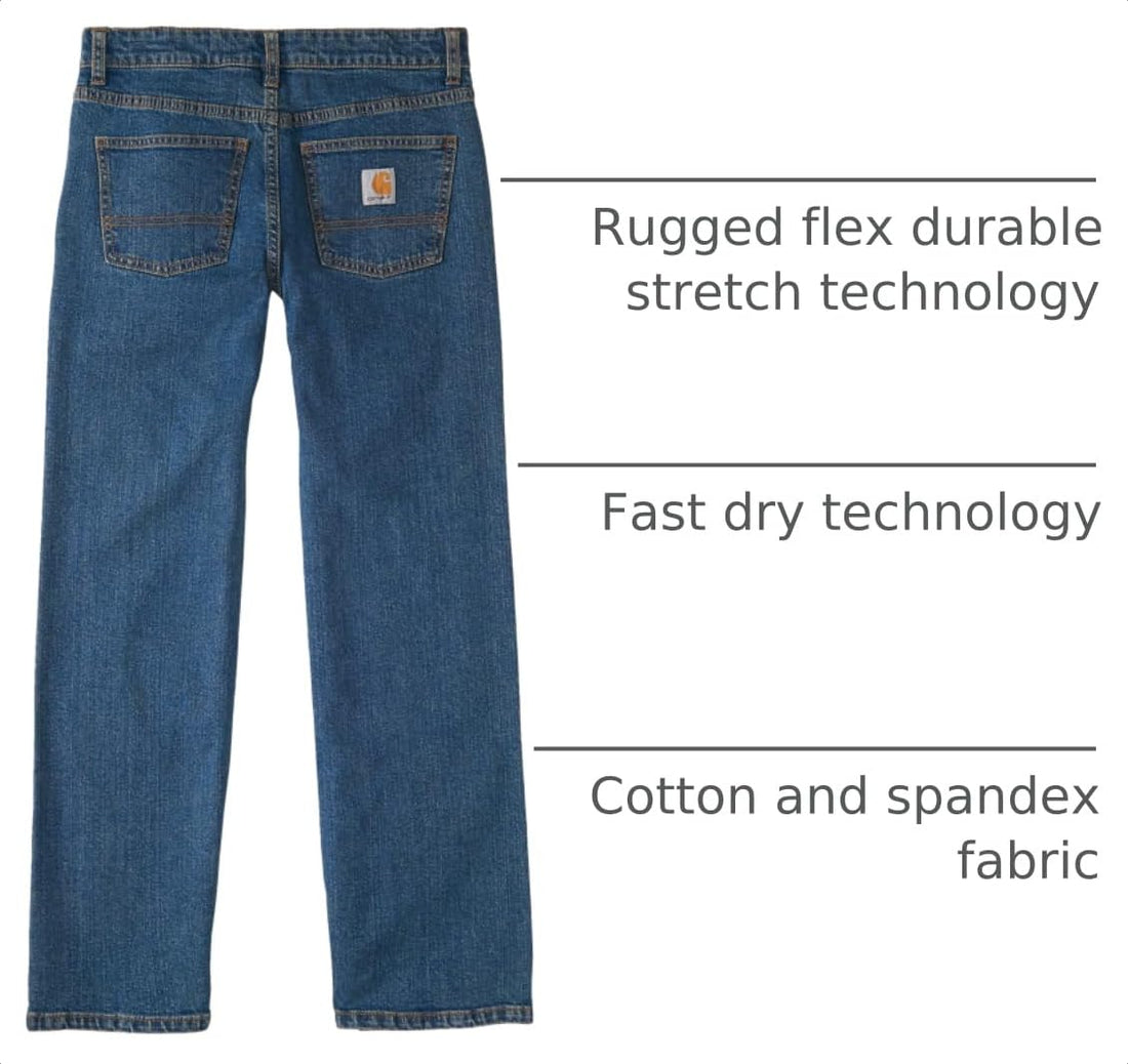 Carhartt Boys Rugged Flex® Relaxed Fit Denim 5-Pocket Boot-Cut Jean | Stretch Fabric | Featuring Rugged Flex Durable Stretch Technology | Active Days