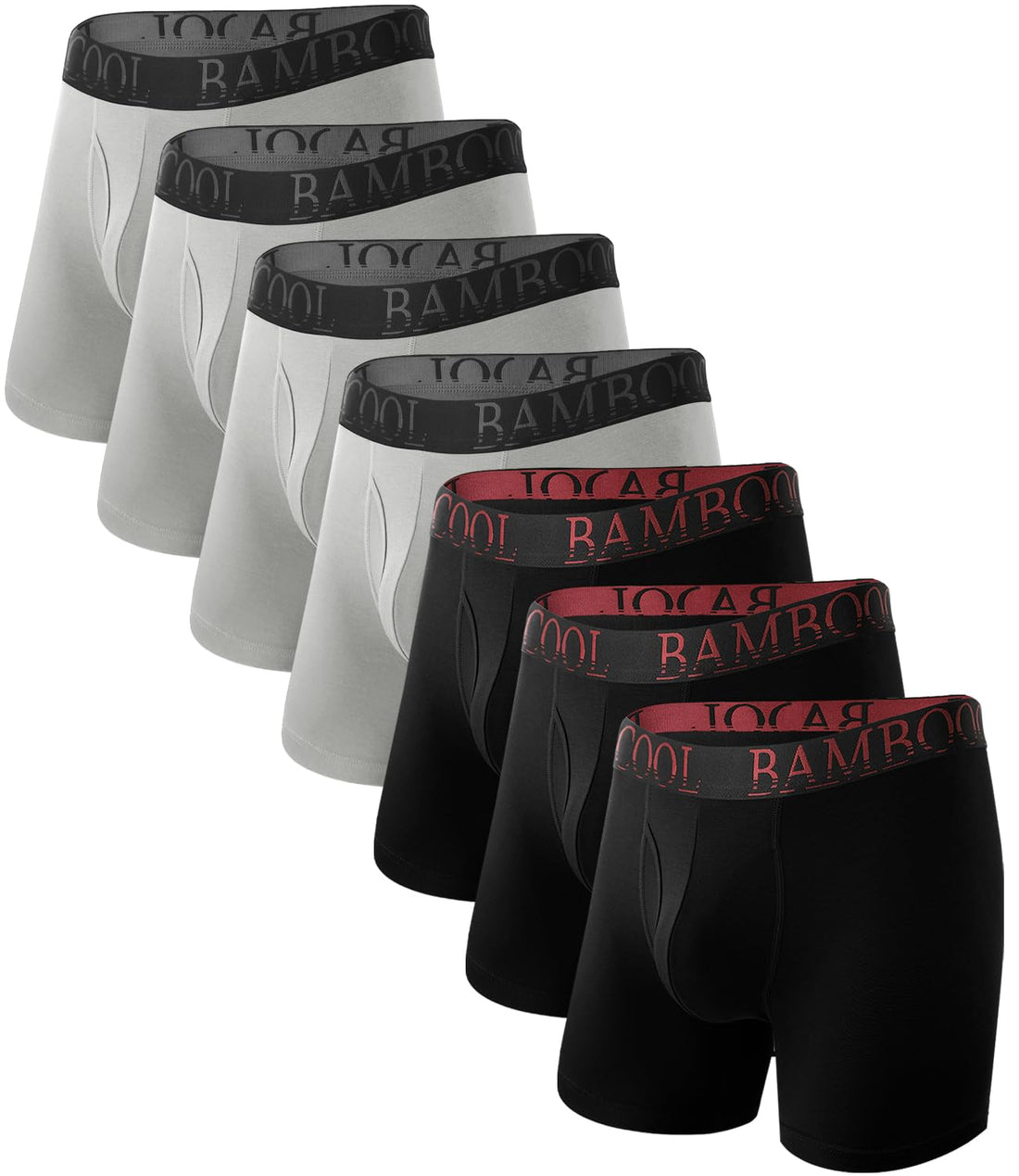 BAMBOO COOL Men's Underwear Boxer Briefs Fly with Built-in 3D Pouch Comfortable Cool Underwear for Men 4 Pack