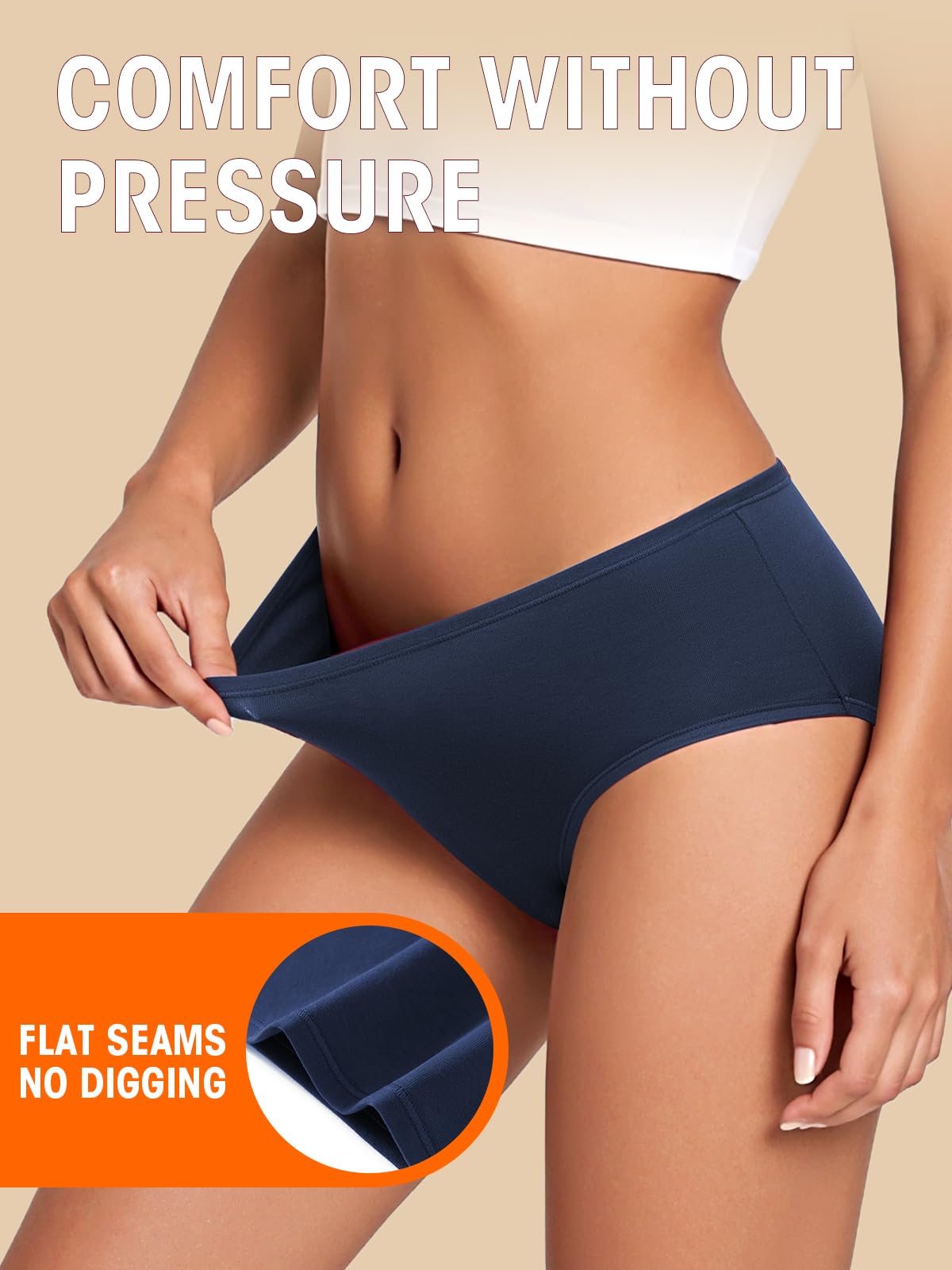 Cotton Hipster Panties Women: 6-Pack Soft Full Coverage Mid Rise Underwear for Everyday Comfort