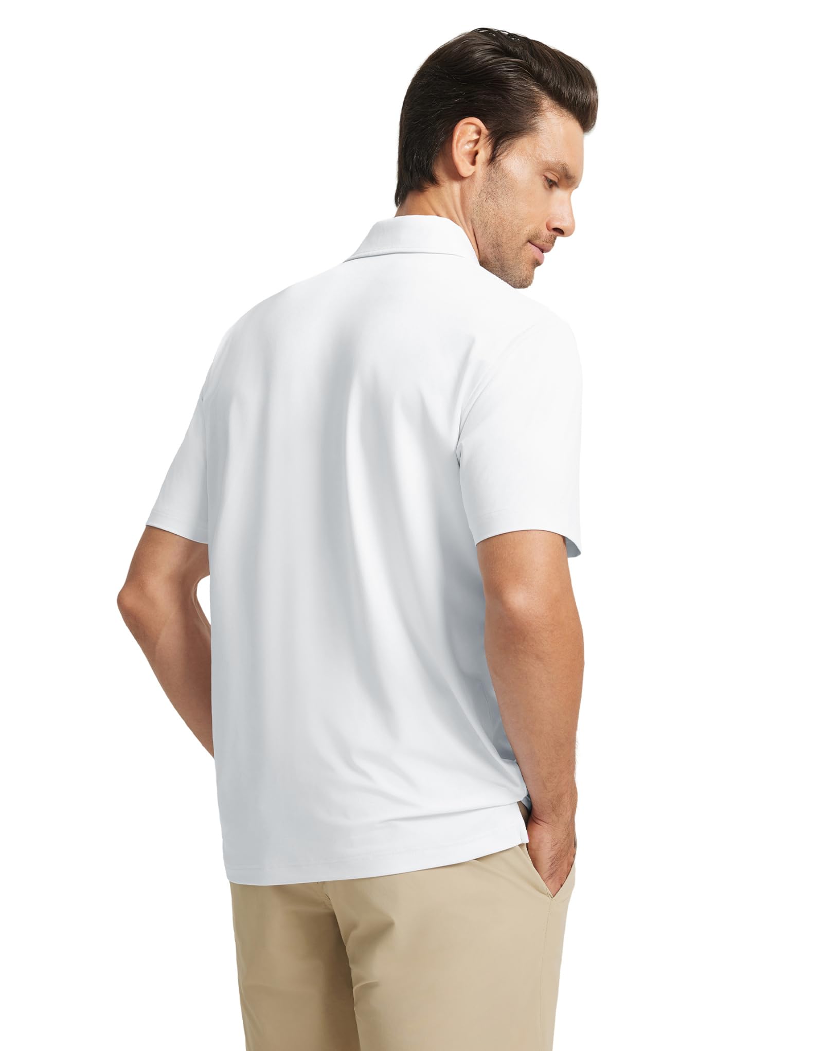 M MAELREG Mens Golf Shirts Short Sleeve Chest Print Stripe Moisture Wicking Dry Fit Casual Collared Mens Polo Shirts