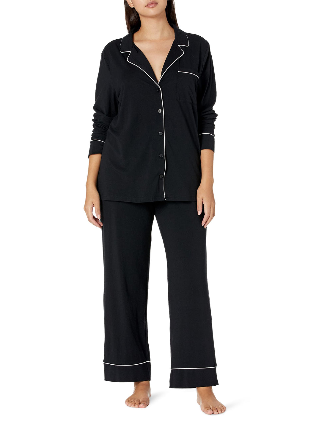 Amazon Essentials Women's Long Sleeve Cotton Modal Pajama Set, Loungewear with Full-Length Bottom
