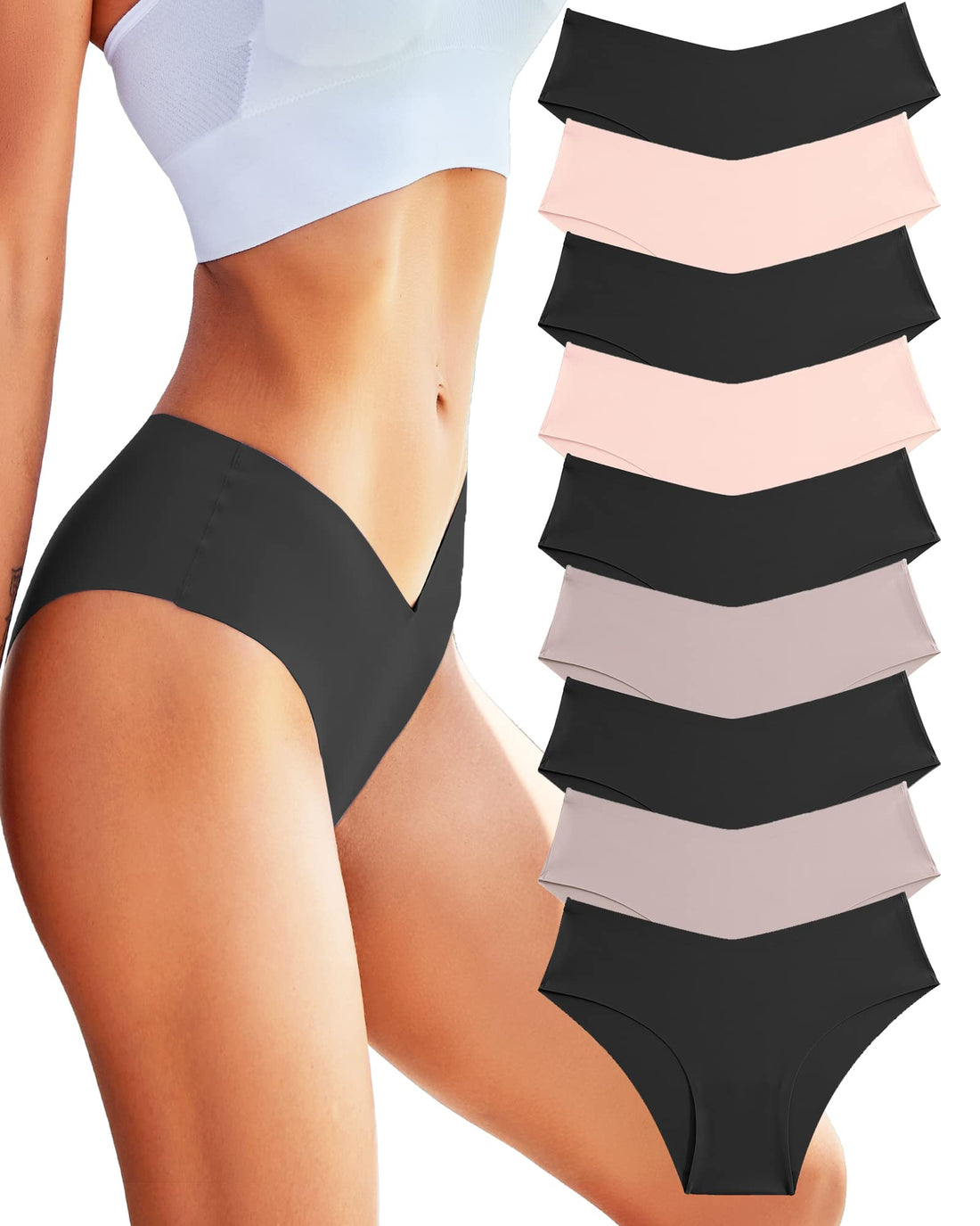 Women’s Seamless Bikini Panties Soft Stretch Invisibles Briefs No Show Hipster Underwear cheeky 9 pack XS-L