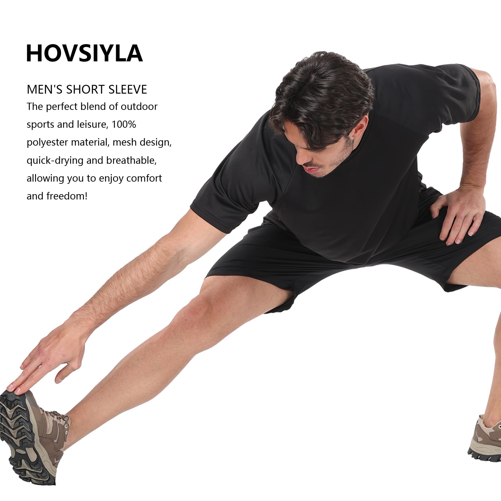 HovSiyla 1/5 Pack Running Shirts Men Sport Tops Dry Fit Gym Wicking Athletic T Shirts Breathable Cool Workout Shirts
