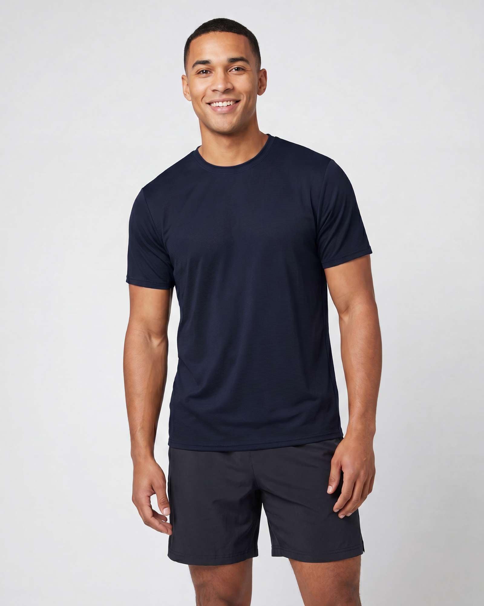 5 Pack Men's Dry Fit Short Sleeve Crew T Shirts Gym Tees Athletic Workout | Breeze Tech, Cooling Moisture Wicking Breathable, Soft Casual Workout, Running Hiking Exercise Soccer