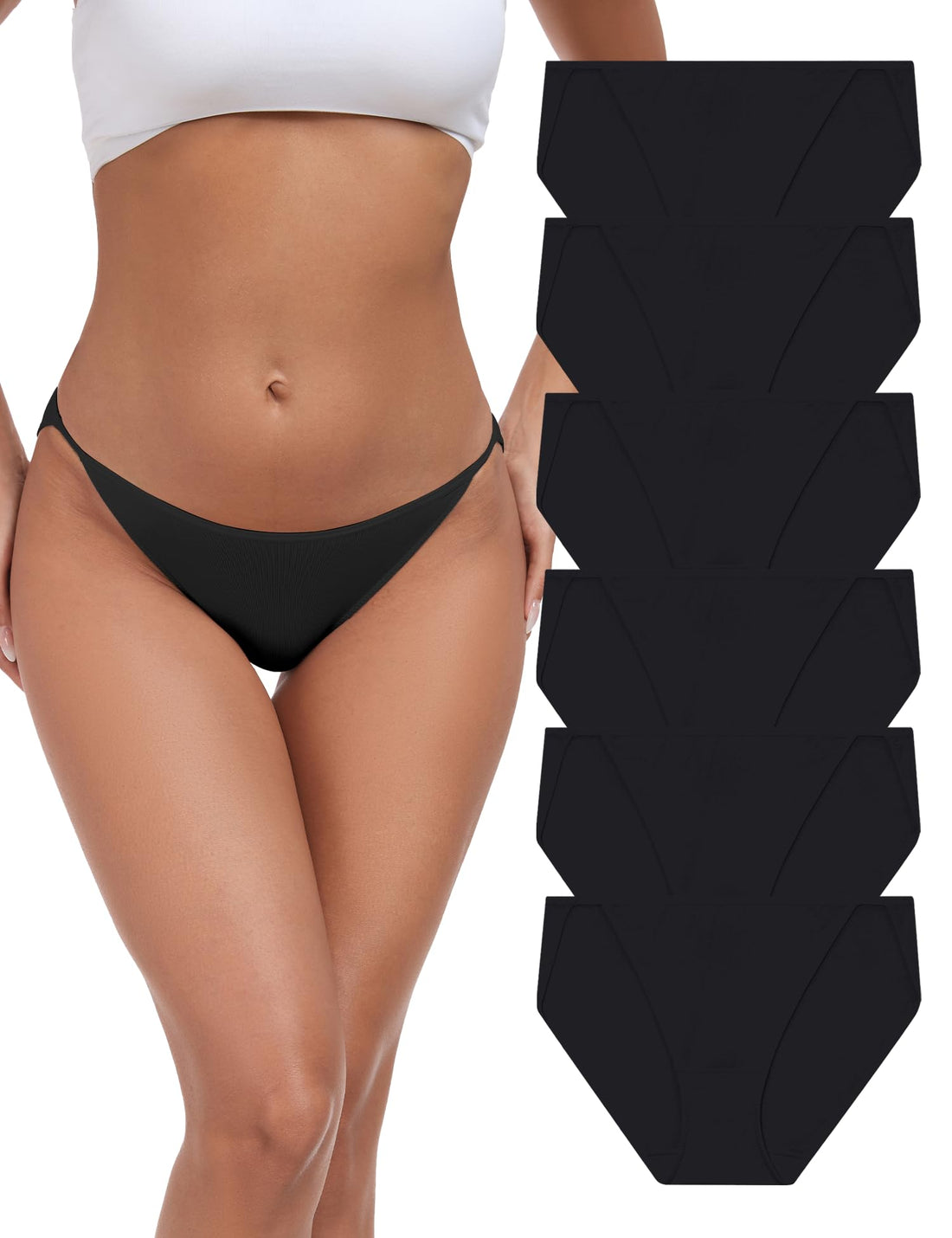ANLIQI Women’s High Cut String Bikini Underwear Soft Modal Low Rise No Show Panties Plus Size Bikini Panties Multi Pack