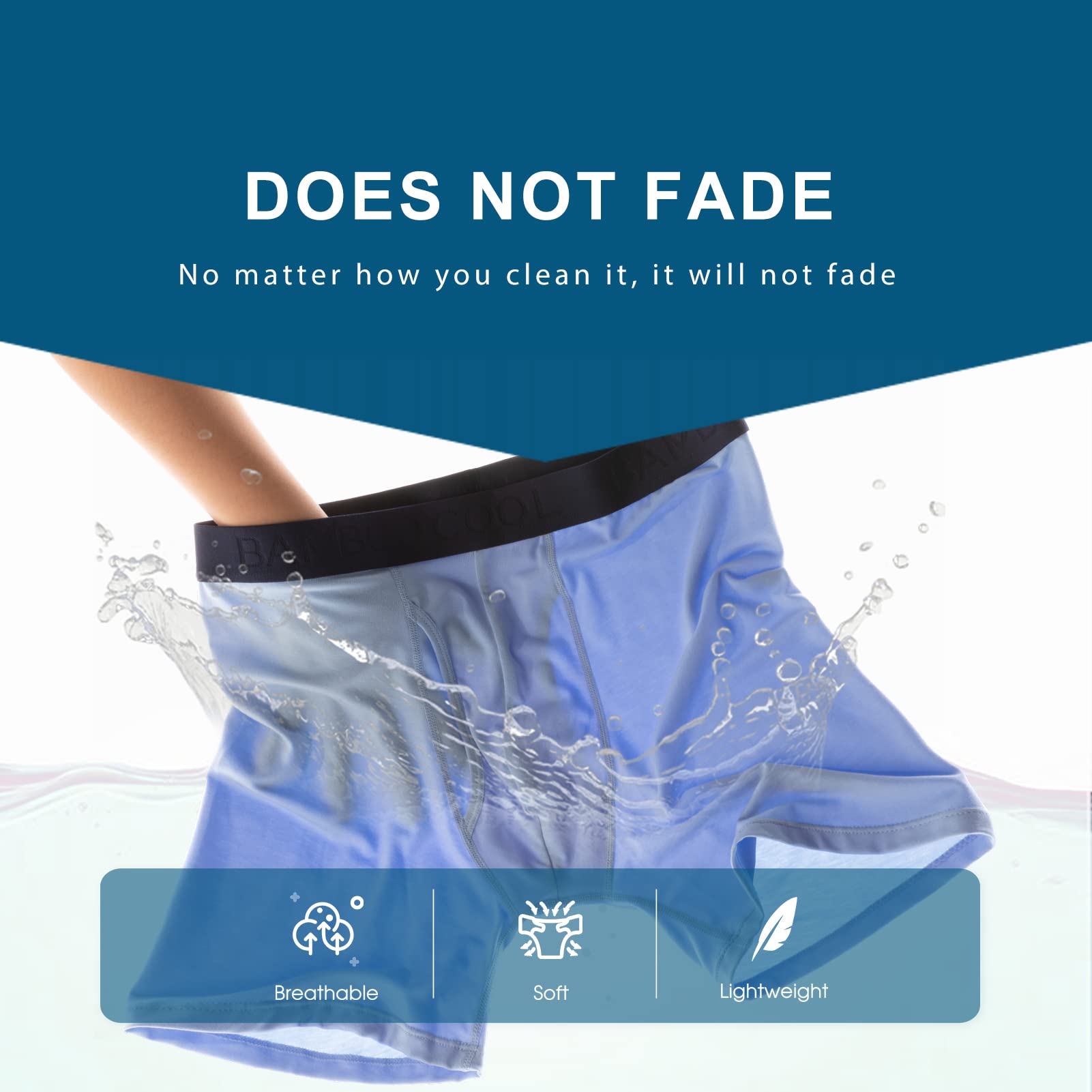 BAMBOO COOL Men's Underwear Boxer Briefs Fly with Built-in 3D Pouch Comfortable Cool Underwear for Men 4 Pack