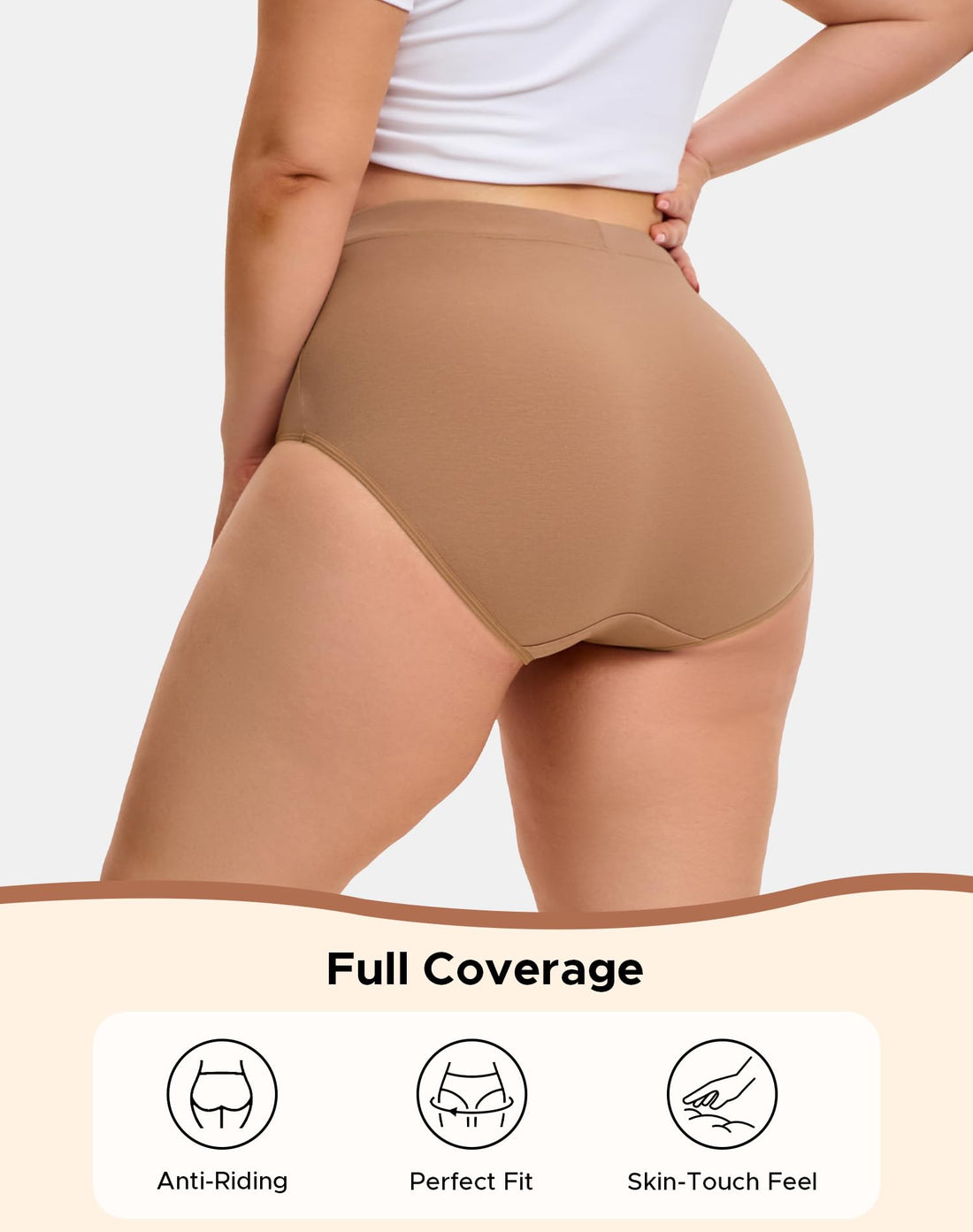 INNERSY Womens Plus Size Underwear High Waisted Cotton Briefs 4-Pack
