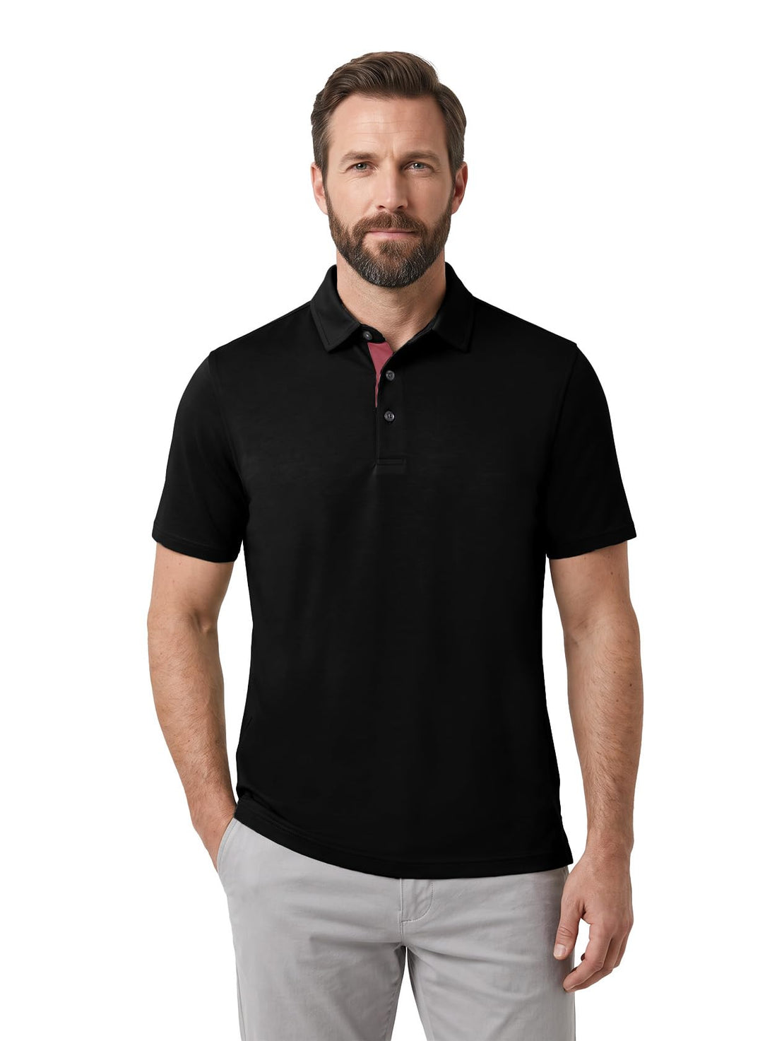 M MAELREG Mens Golf Shirt Short Sleeve Moisture Wicking Slim Fit Performance Casual Roma Knit Golf Polo Shirts for Men