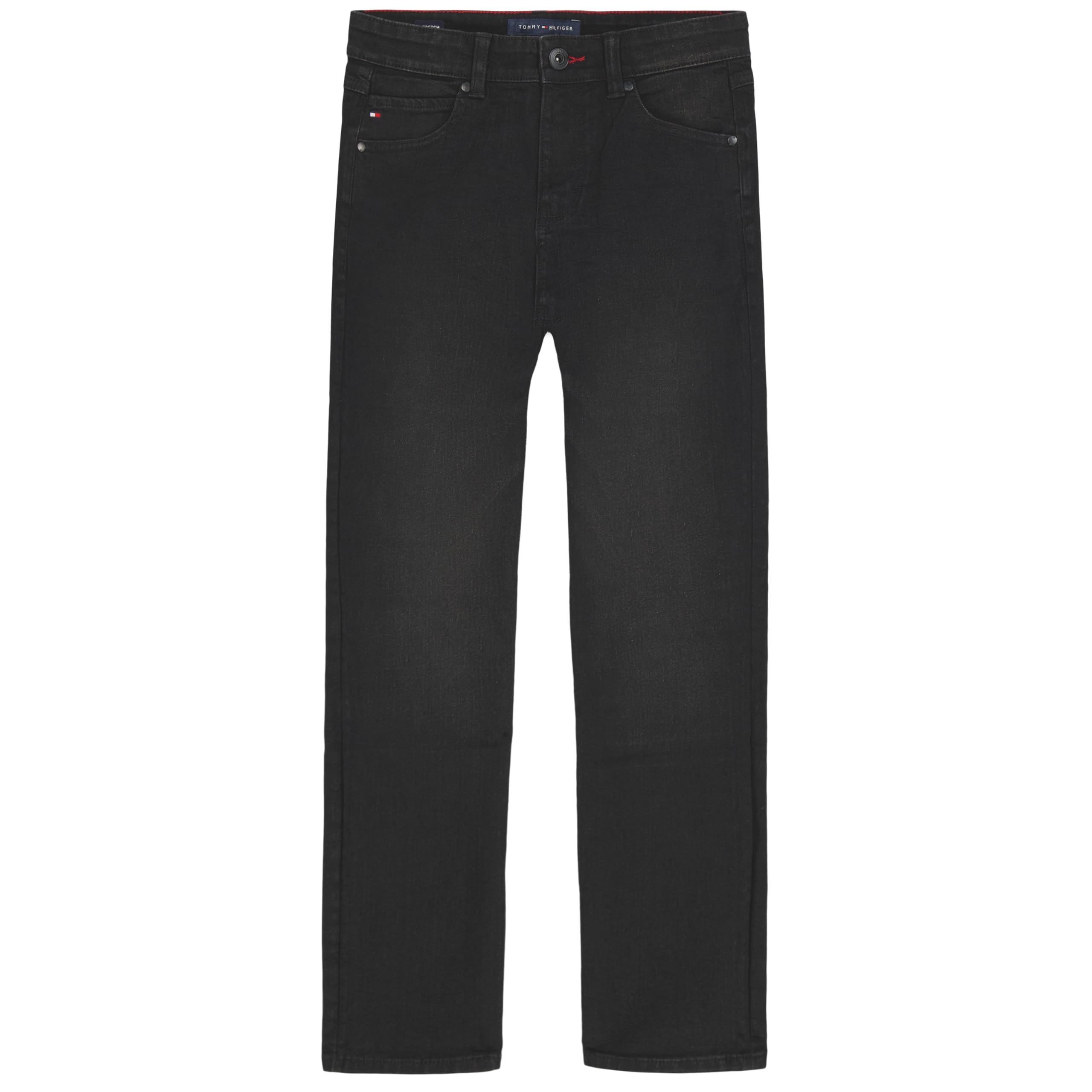 Tommy Hilfiger Boys' 5-Pocket Stretch Slim Straight Leg Denim Jean, Zipper Fly & Button Closure