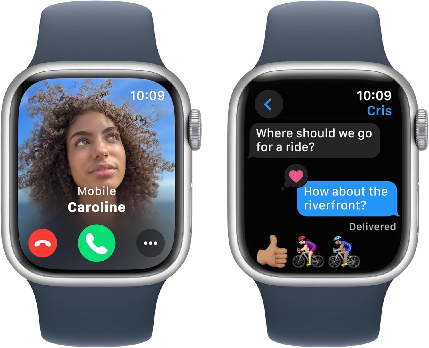 Apple Watch Series 9 [GPS 45mm] Midnight Aluminum Case with Midnight Sport Band M/L (Renewed)