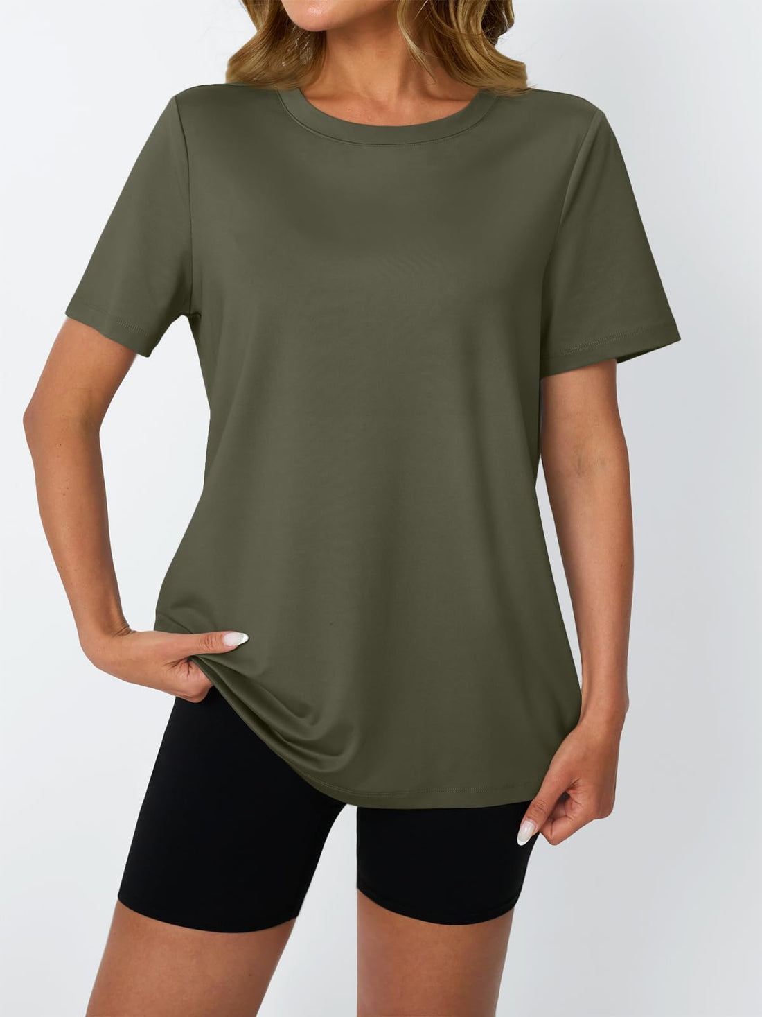 AUTOMET Women's Workout Shirts Short Sleeve Tops for Running Hiking Gym Athletic