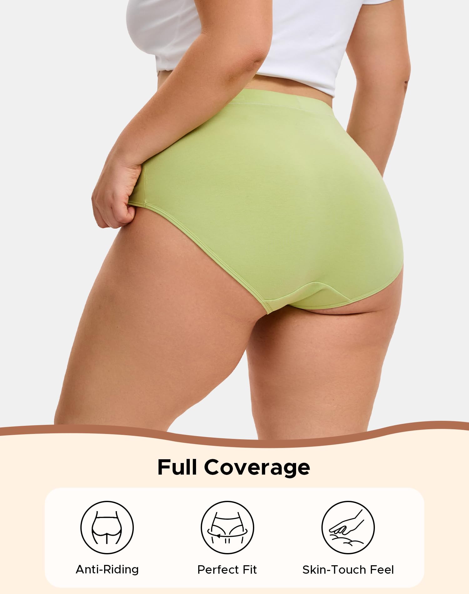 INNERSY Womens Plus Size Underwear High Waisted Cotton Briefs 4-Pack