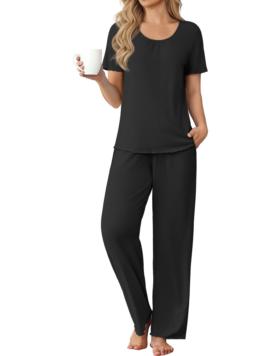 Ekouaer Womens Pajama Sets Viscose from Bamboo Top With Pants Lounge Set