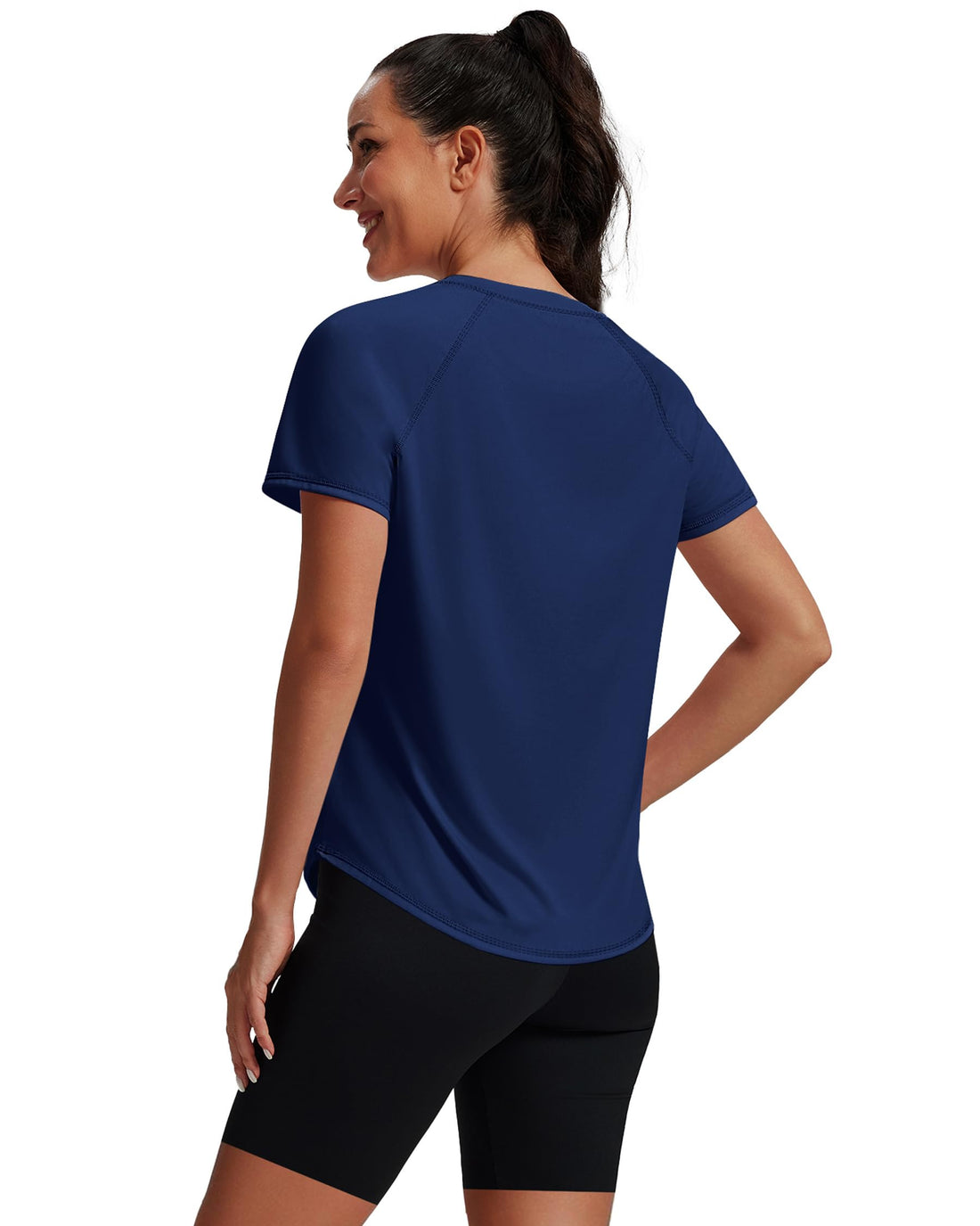 NIASHOT Womens Workout Tops Short Sleeve Yoga Pilates Outfits Athletic Gym Running UV Protection Shirts with Mesh