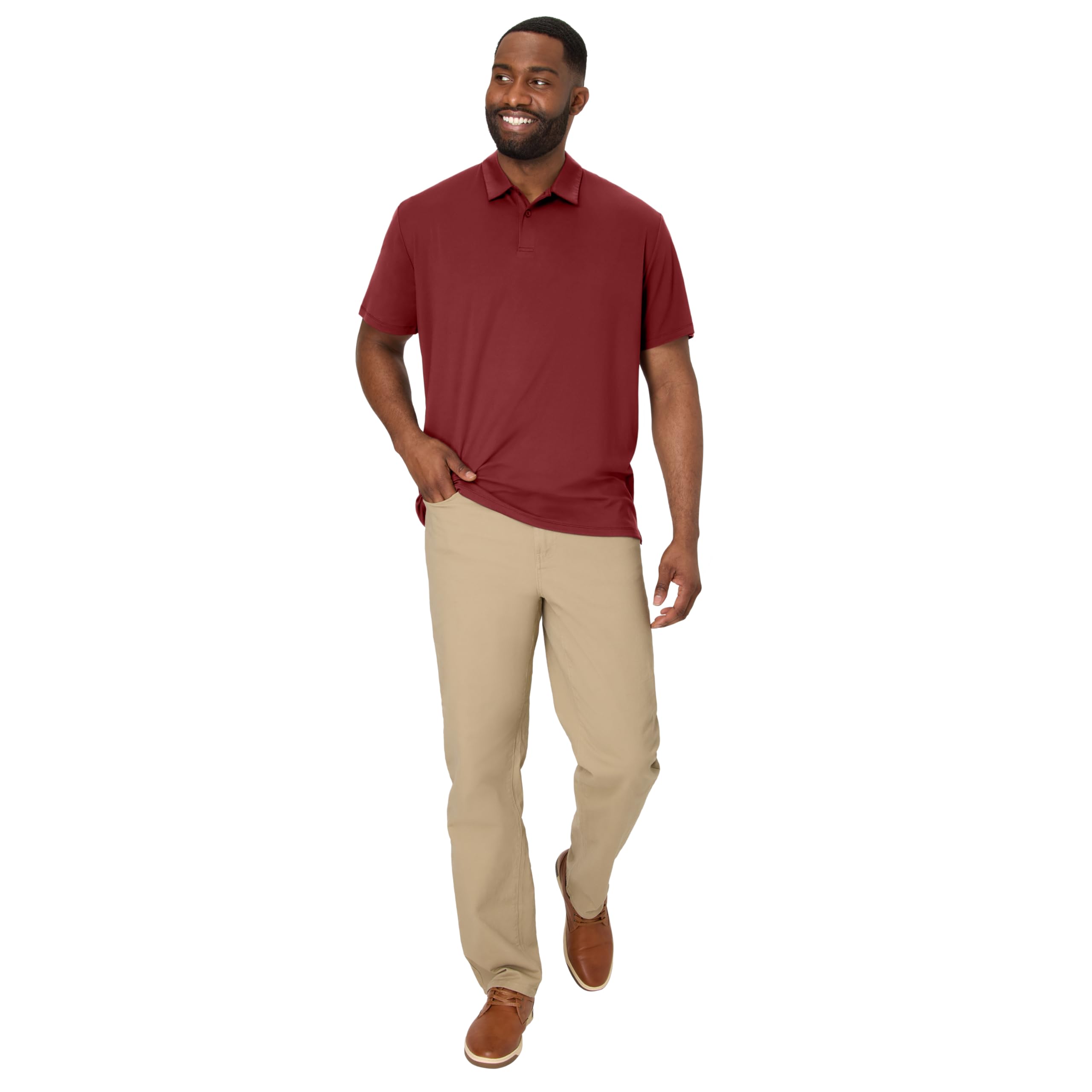 Hanes Men's Moves Performance Polo, Short Sleeve Polo Shirt for Men, Moisture-Wicking