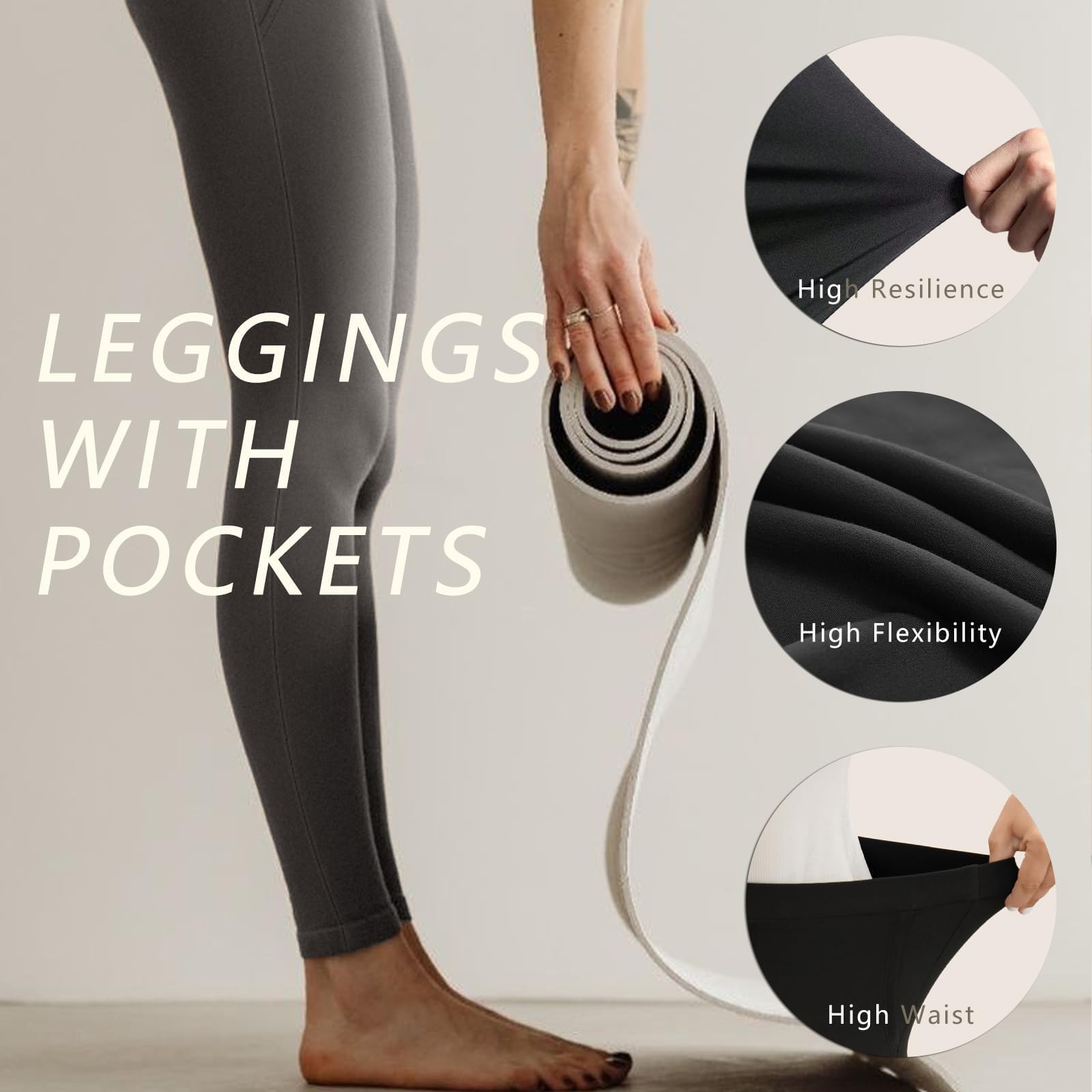 Diravo 5 Pack Women's Leggings with Pockets/no Pocket, High Waisted Workout & Yoga Pants