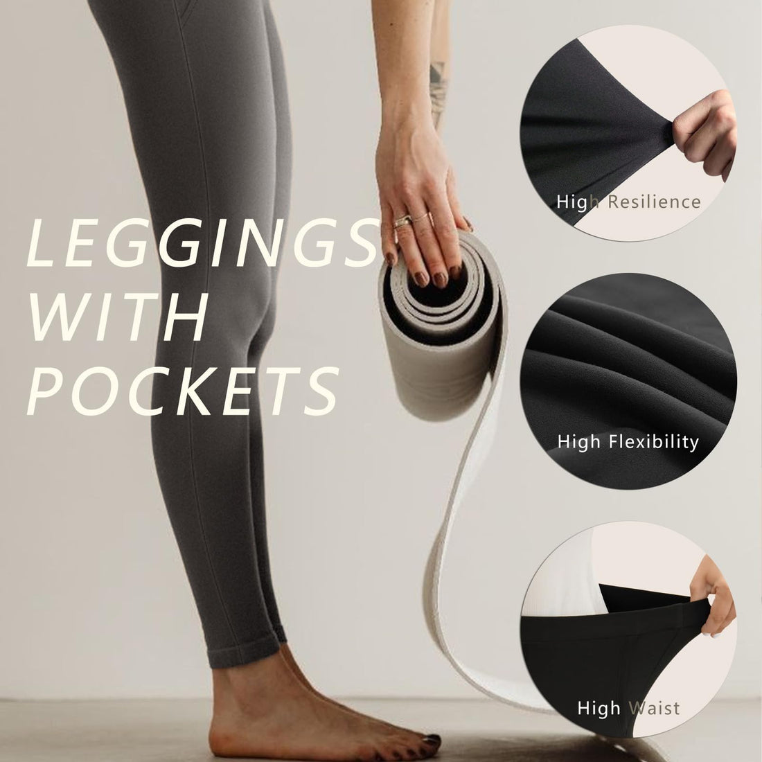 Diravo 5 Pack Women's Leggings with Pockets/no Pocket, High Waisted Workout & Yoga Pants