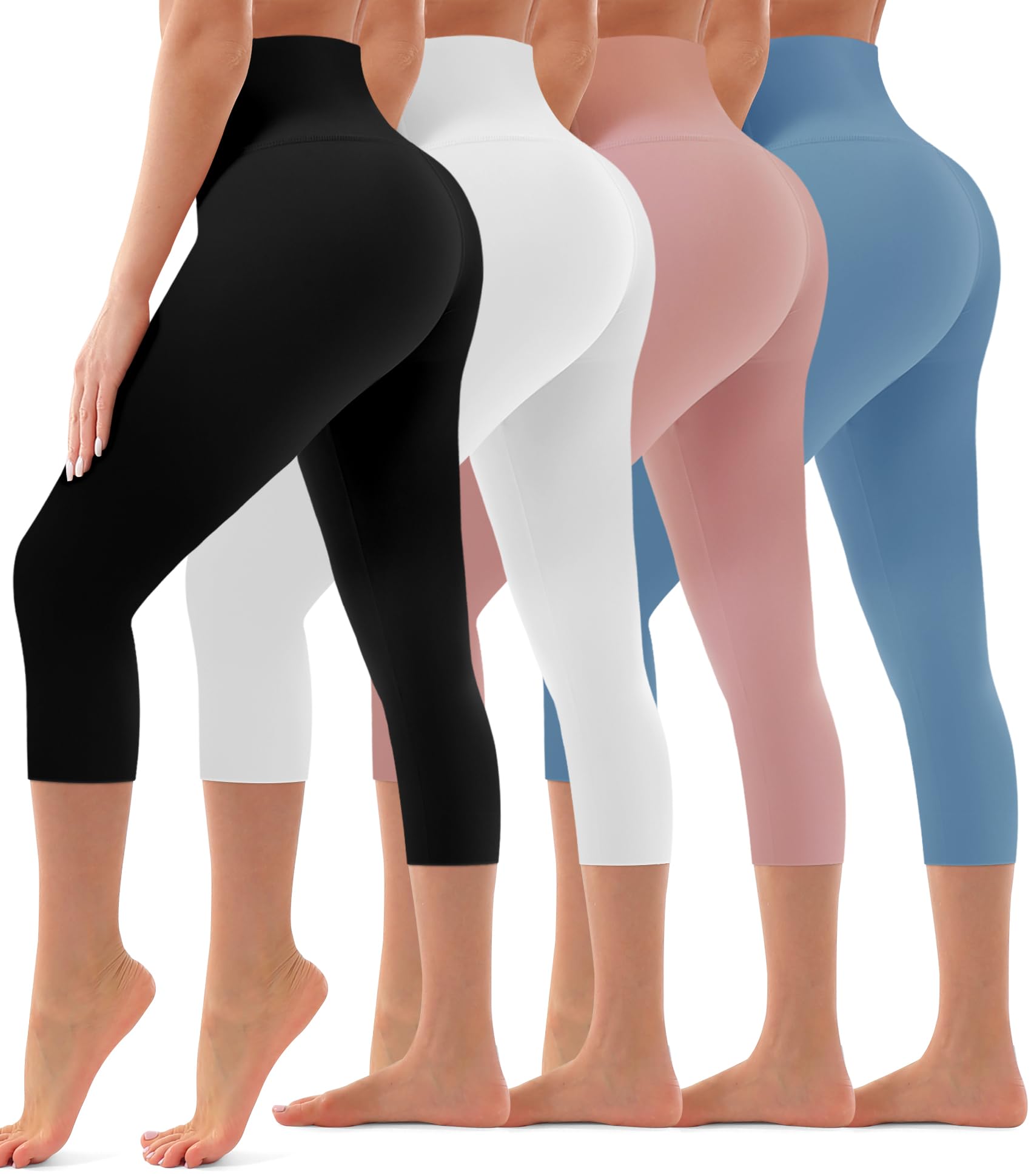 4 Pack Leggings for Women Butt Lift High Waisted Tummy Control No See-Through Yoga Pants Workout Running Leggings