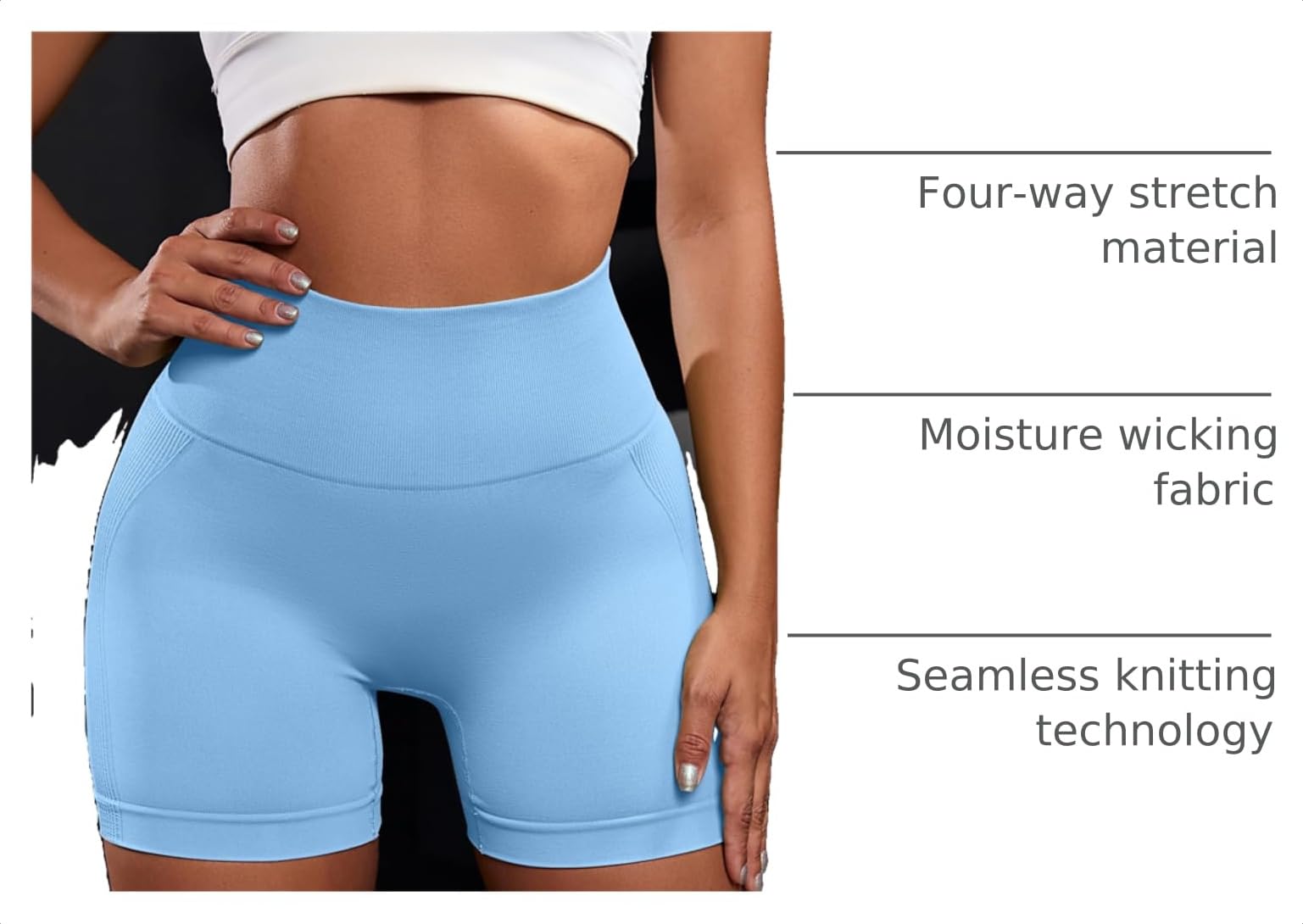 OVESPORT 3 Piece Workout Shorts for Women Seamless Scrunch Butt Lifting High Waisted Yoga Gym Booty Running Short Pants