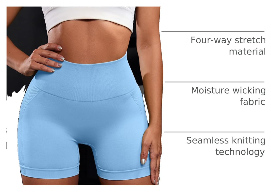 OVESPORT 3 Piece Workout Shorts for Women Seamless Scrunch Butt Lifting High Waisted Yoga Gym Booty Running Short Pants