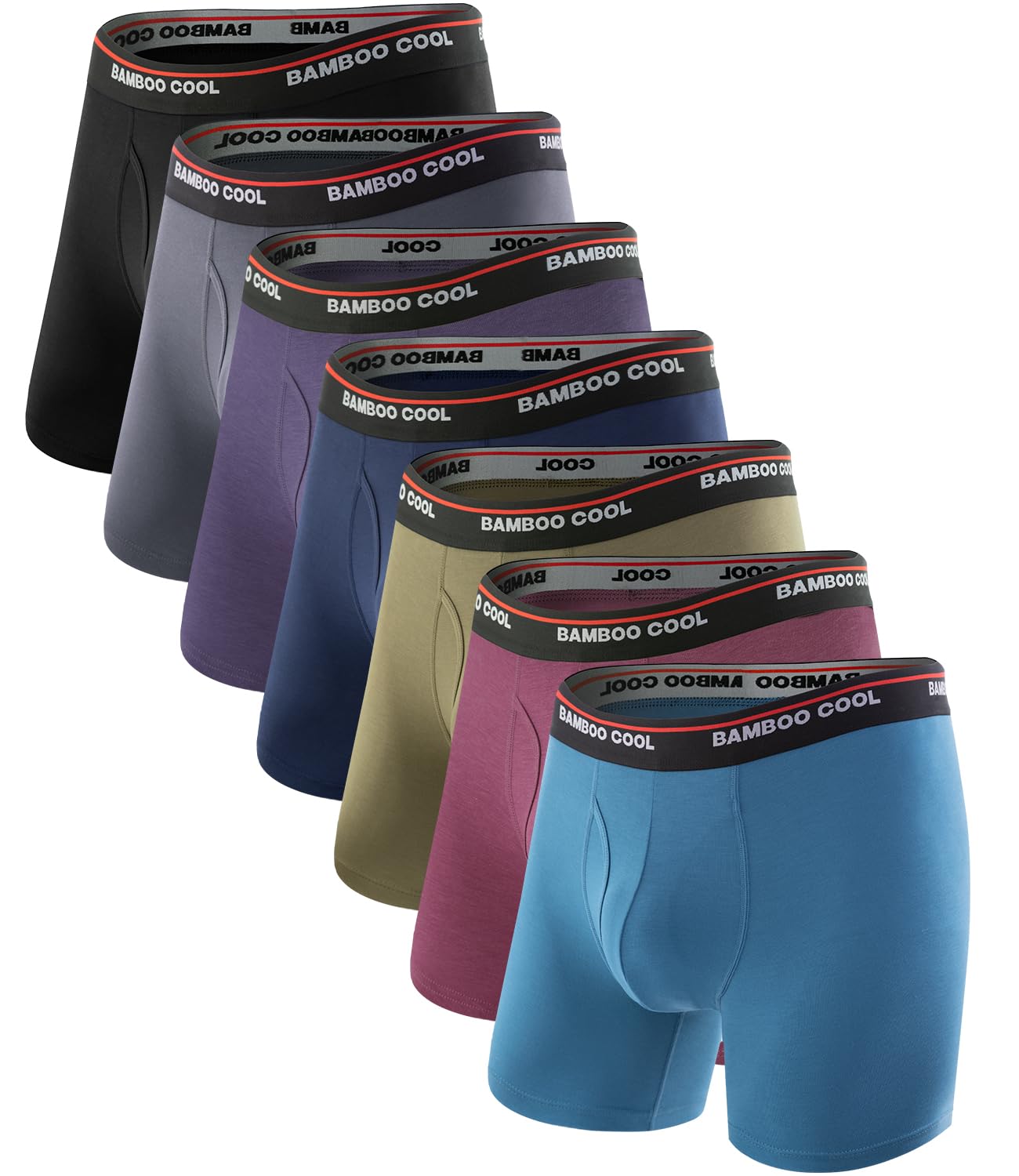 BAMBOO COOL Men's Underwear Boxer Briefs Fly with Built-in 3D Pouch Comfortable Cool Underwear for Men 4 Pack