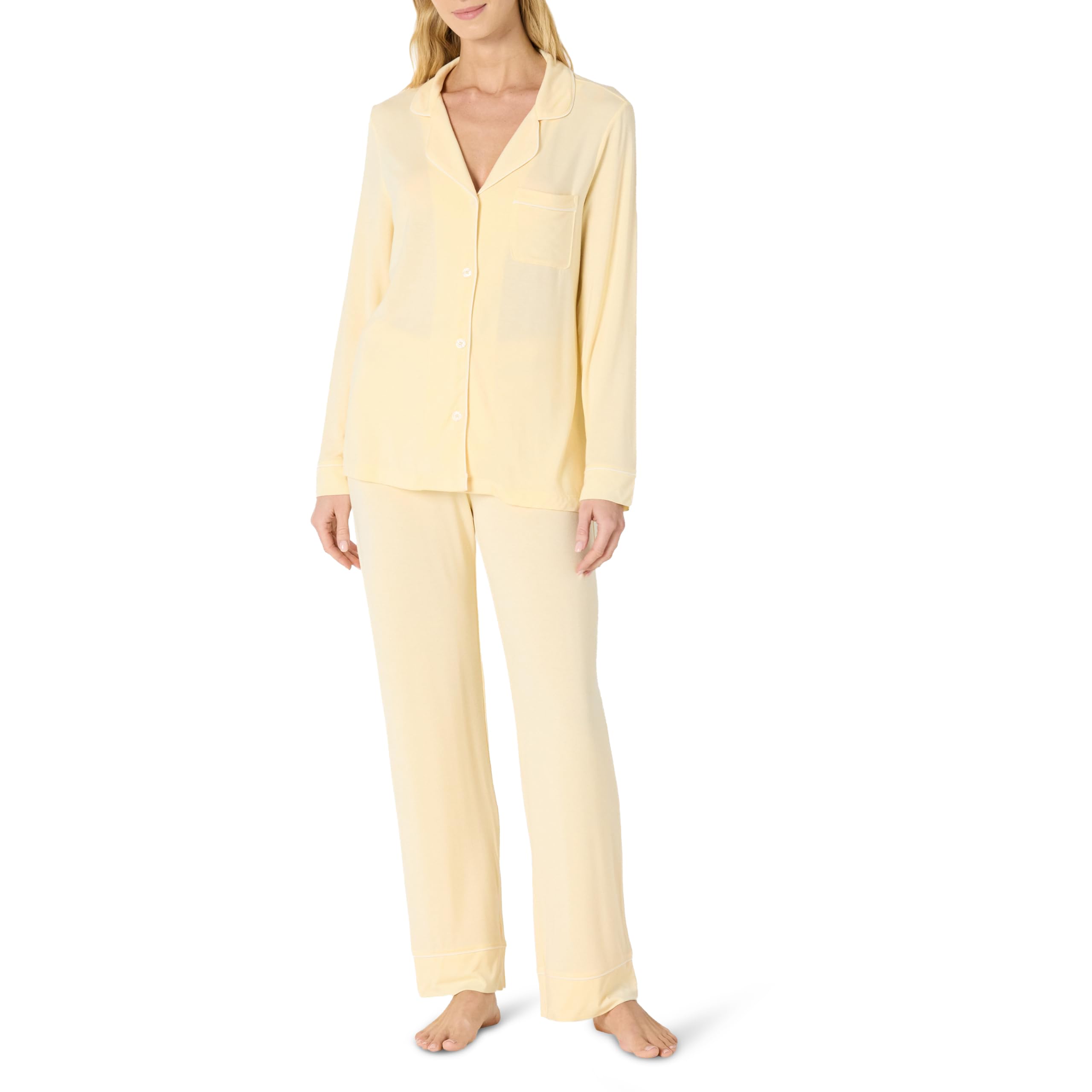Amazon Essentials x Sofia Grainge Women's Stretch Modal Long-Sleeve Button-Front Top and Full-Length Bottom Pajama Set