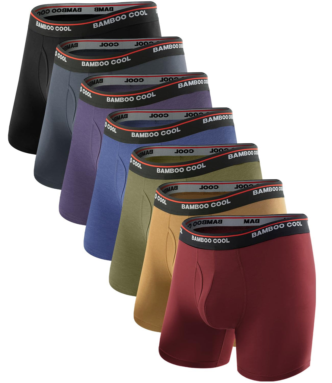 BAMBOO COOL Men's Underwear Boxer Briefs Fly with Built-in 3D Pouch Comfortable Cool Underwear for Men 4 Pack