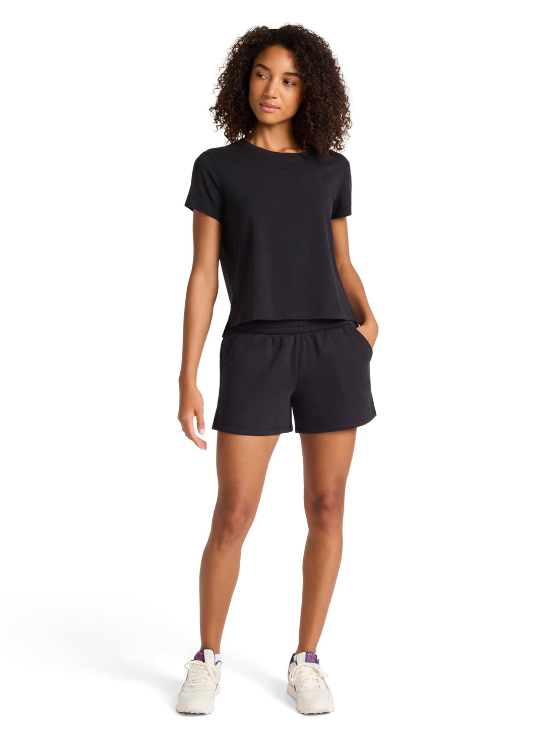 Reebok Women's Embroidery Hit Graphic Crewneck T-Shirt, Standard Fit, Lightweight Stretch Cotton Fabric
