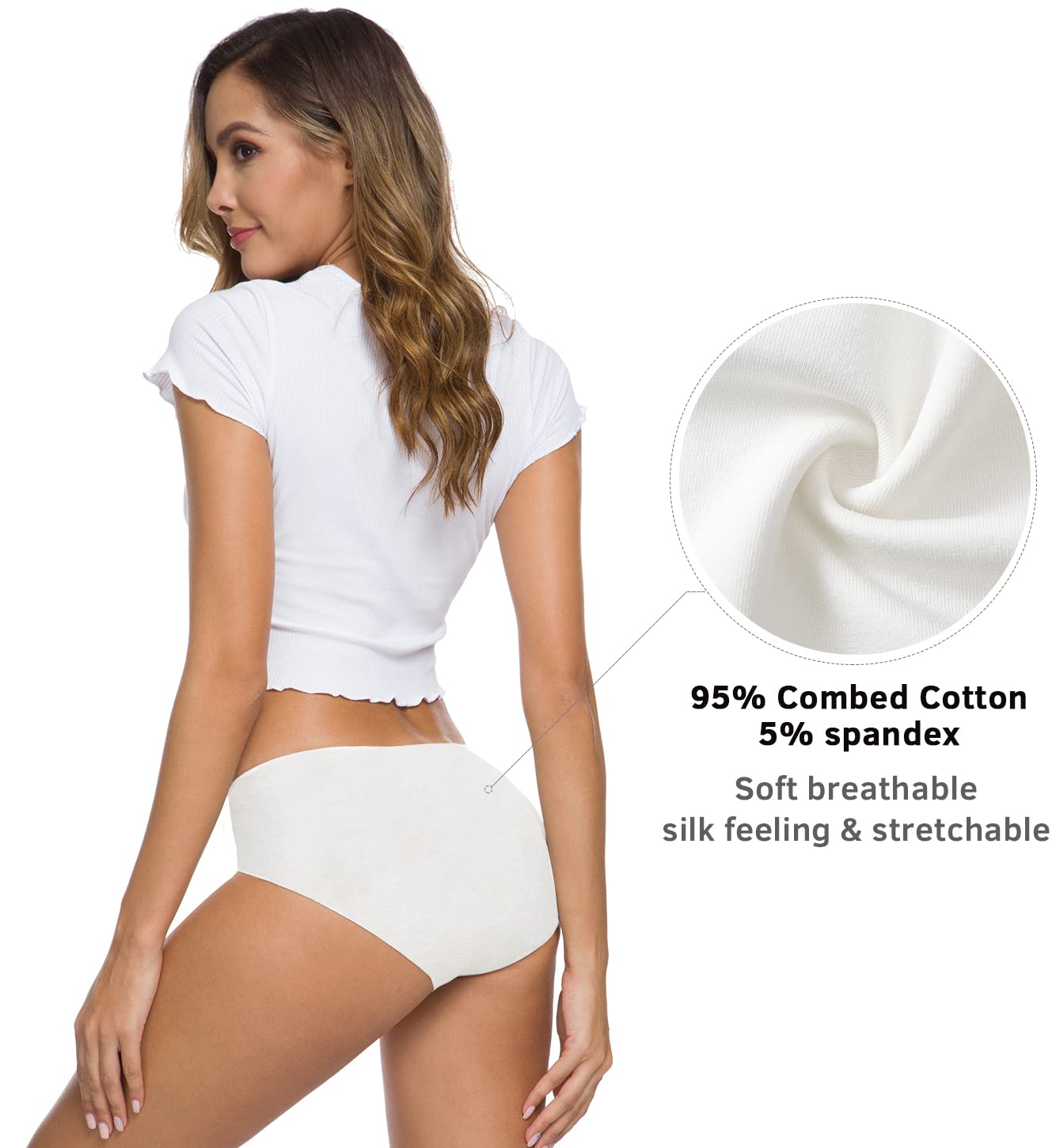 Altheanray Womens Underwear Cotton Underwear for Women Seamless Hipster Bikini Briefs Panties 6 Pack