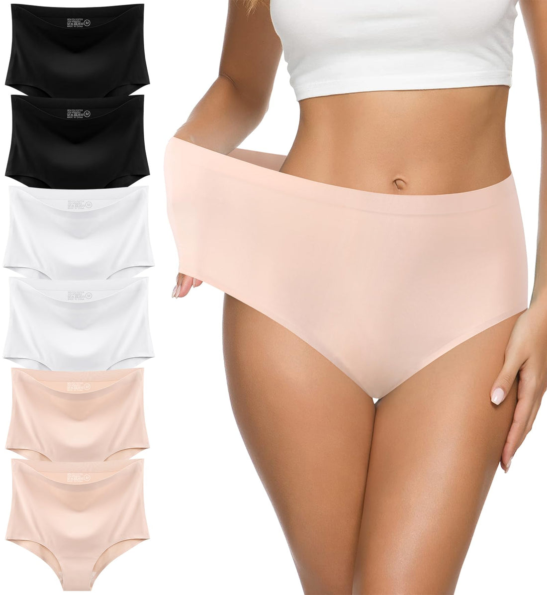 Eiggam Women's Cotton Bikini Panties,High-Cut Full Coverage Stretch Cool Underwear for Women