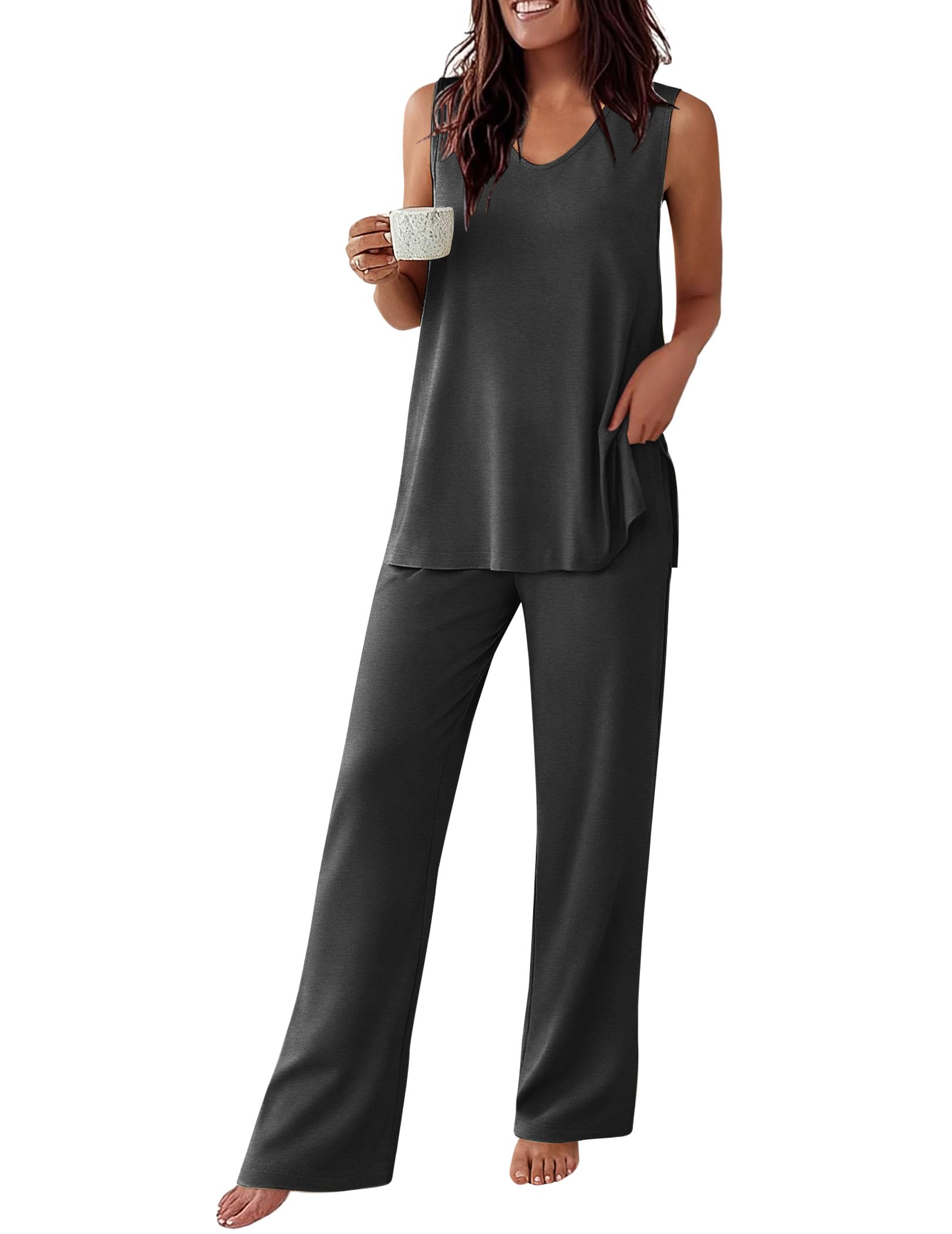Ekouaer Womens Pajamas Set Sleeveless Lounge Sets Tank Top and Pants Pjs