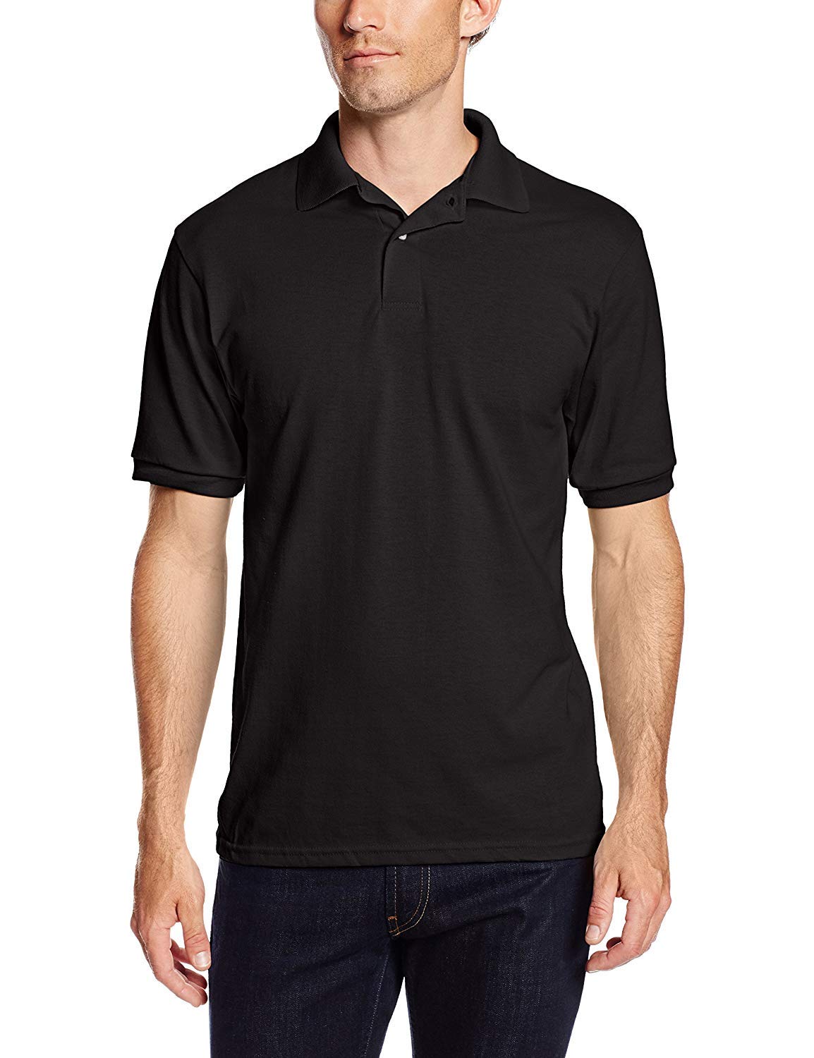 Hanes Mens EcoSmart Jersey Polo Shirt, Short-Sleeve Shirts for Men, T-Shirt, 2-Pack
