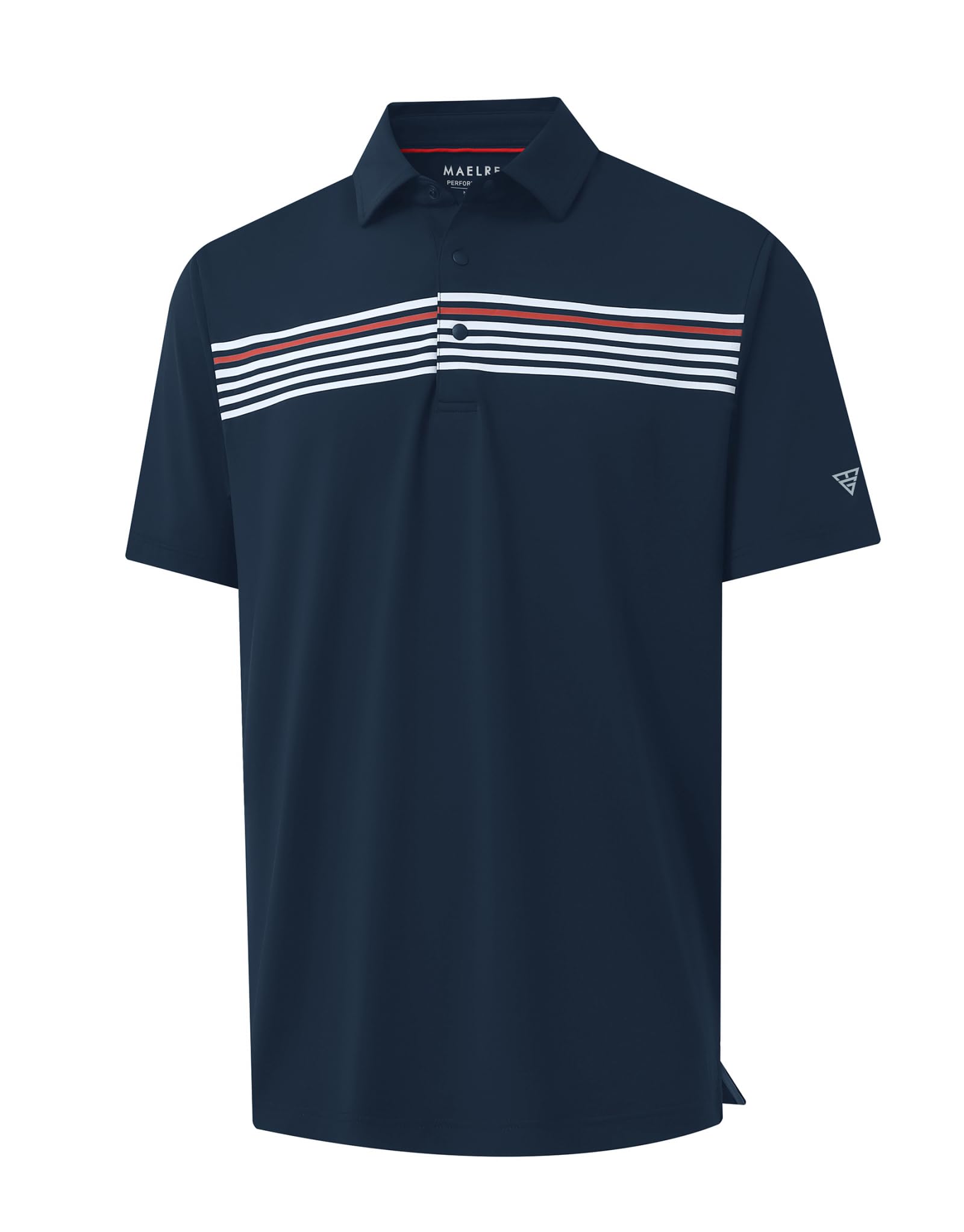 M MAELREG Mens Golf Shirts Short Sleeve Chest Print Stripe Moisture Wicking Dry Fit Casual Collared Mens Polo Shirts