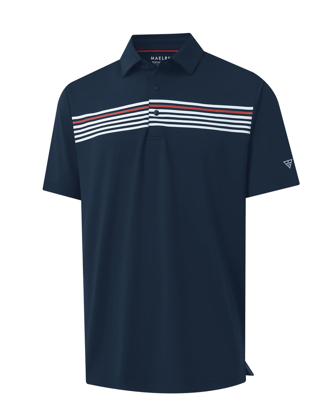 M MAELREG Mens Golf Shirts Short Sleeve Chest Print Stripe Moisture Wicking Dry Fit Casual Collared Mens Polo Shirts