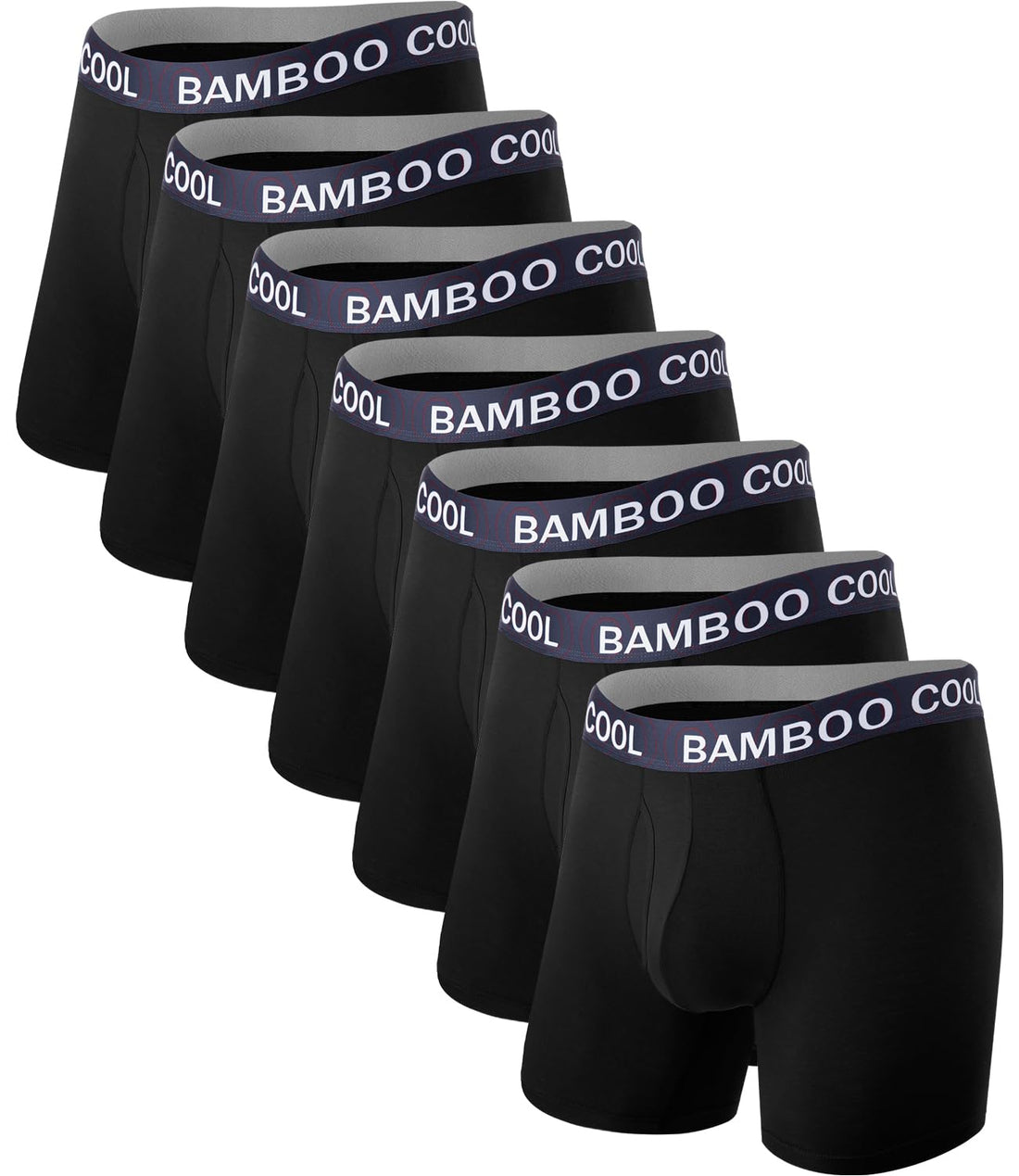 BAMBOO COOL Men's Underwear Boxer Briefs Fly with Built-in 3D Pouch Comfortable Cool Underwear for Men 4 Pack