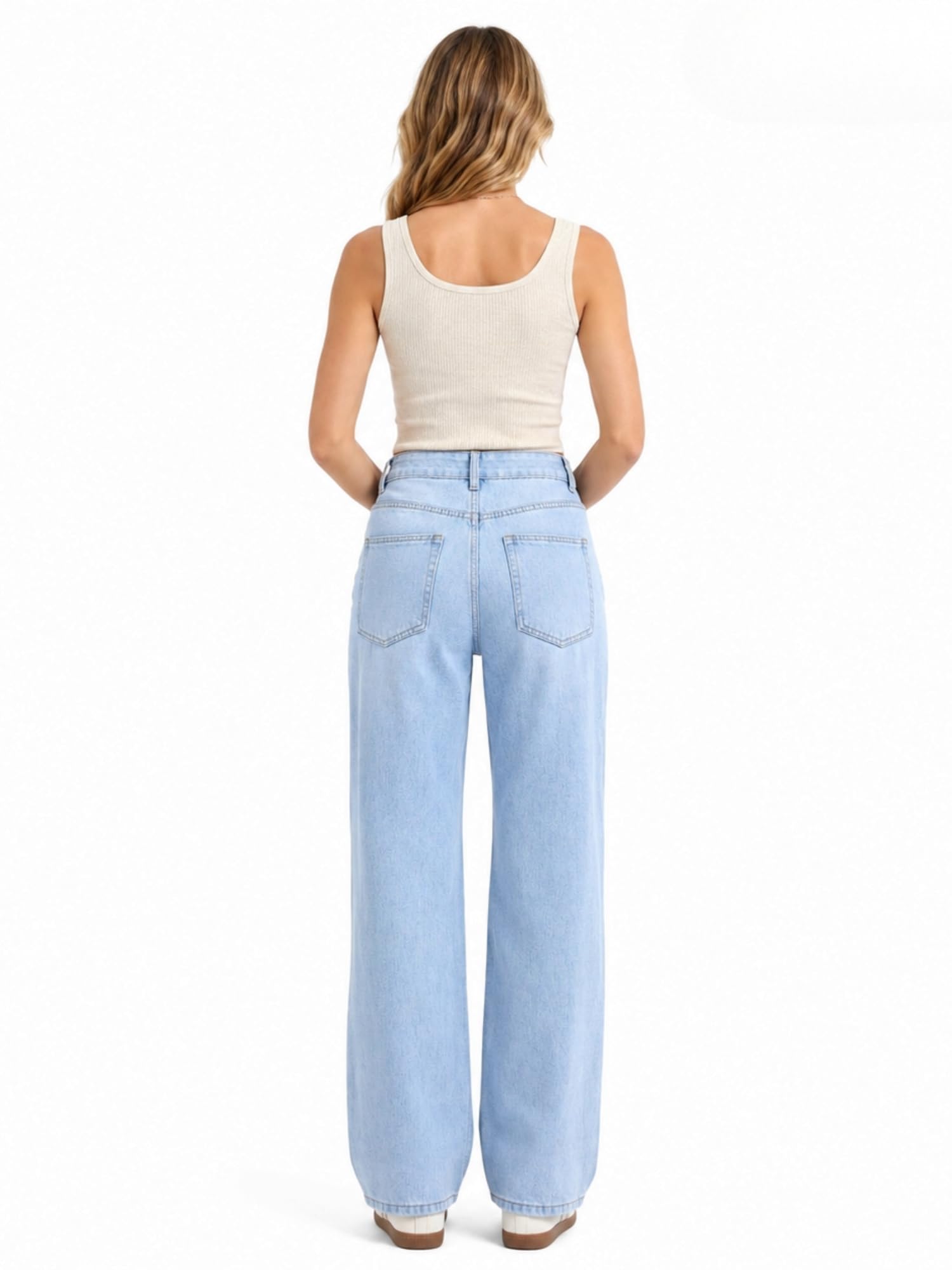 Straight Leg Jeans for Women Mid Waisted Casual Washed Vintage Loose Fit Boyfriend Jeans Denim Pants