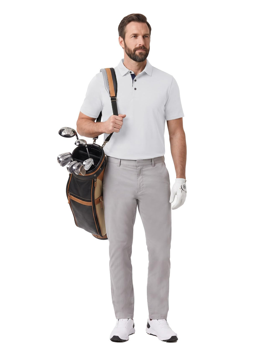 M MAELREG Mens Golf Shirt Short Sleeve Moisture Wicking Slim Fit Performance Casual Roma Knit Golf Polo Shirts for Men
